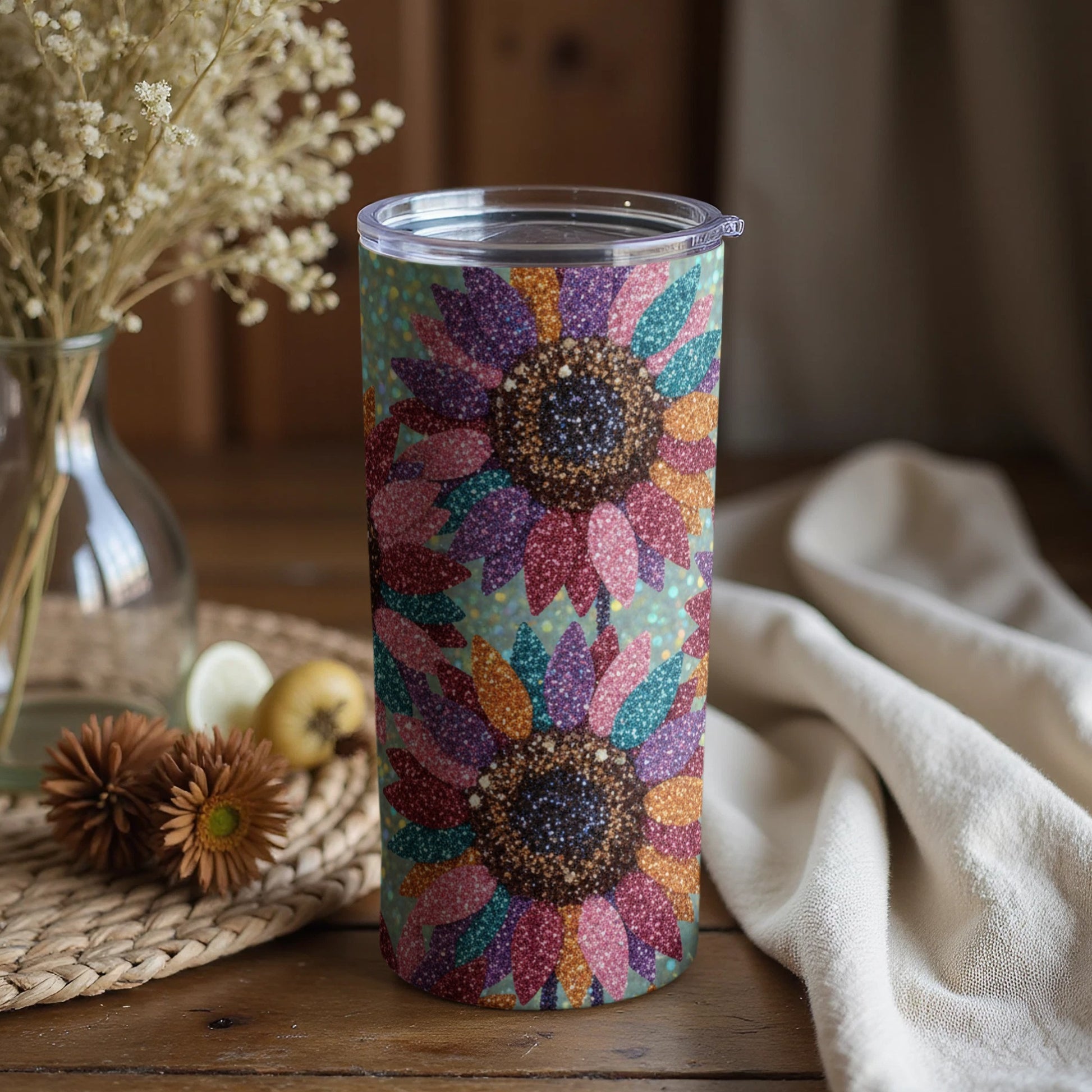 Colorful Glitter Sunflower Pattern Tumbler product