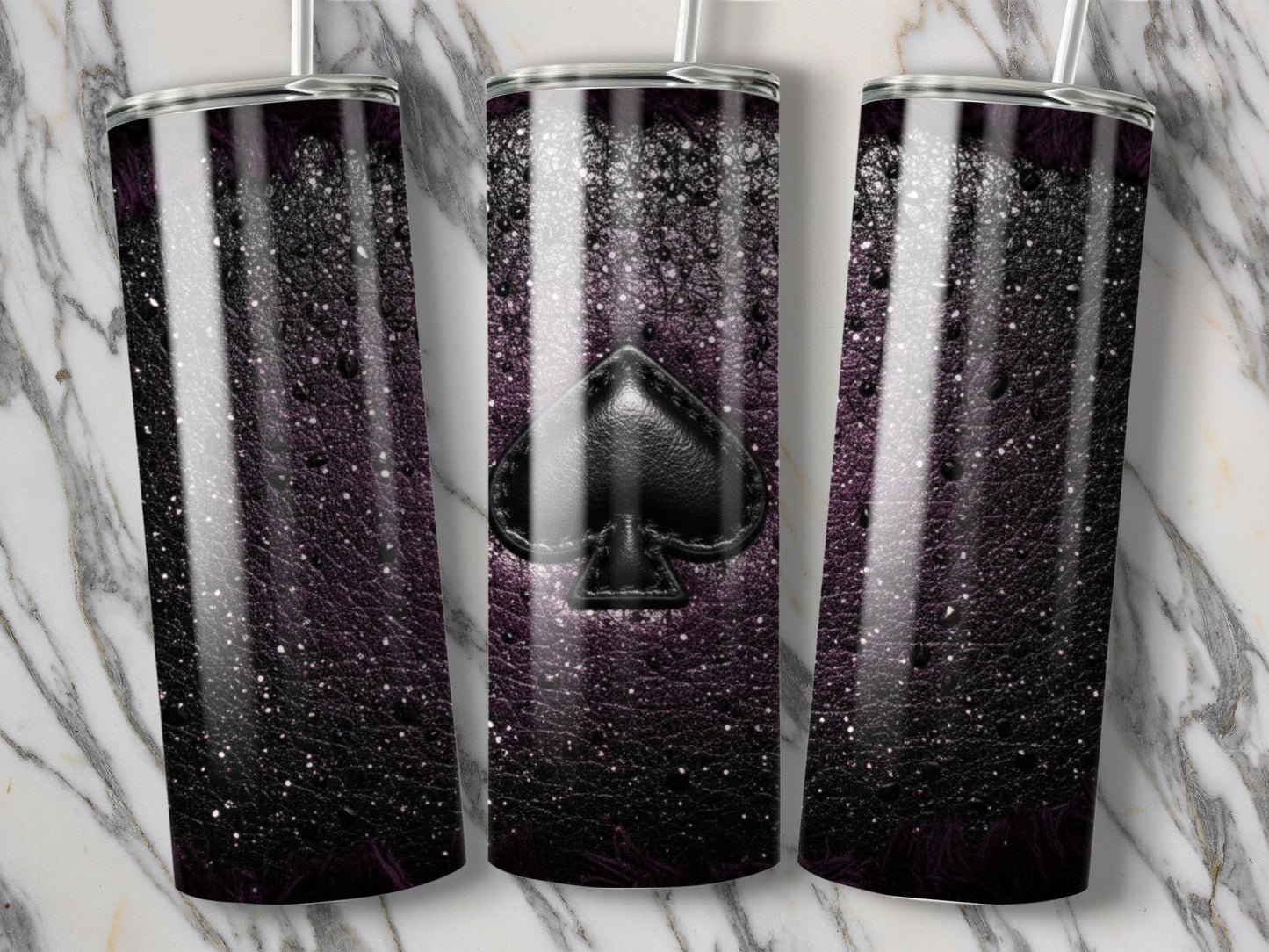 Black Spade Inspired Symbol With Glitter Effect Texture Tumblers