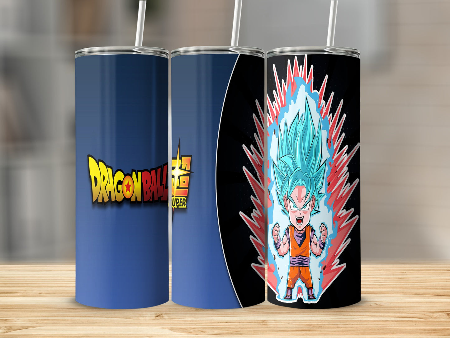 Dragon Ball Super themed tumbler with character illustration