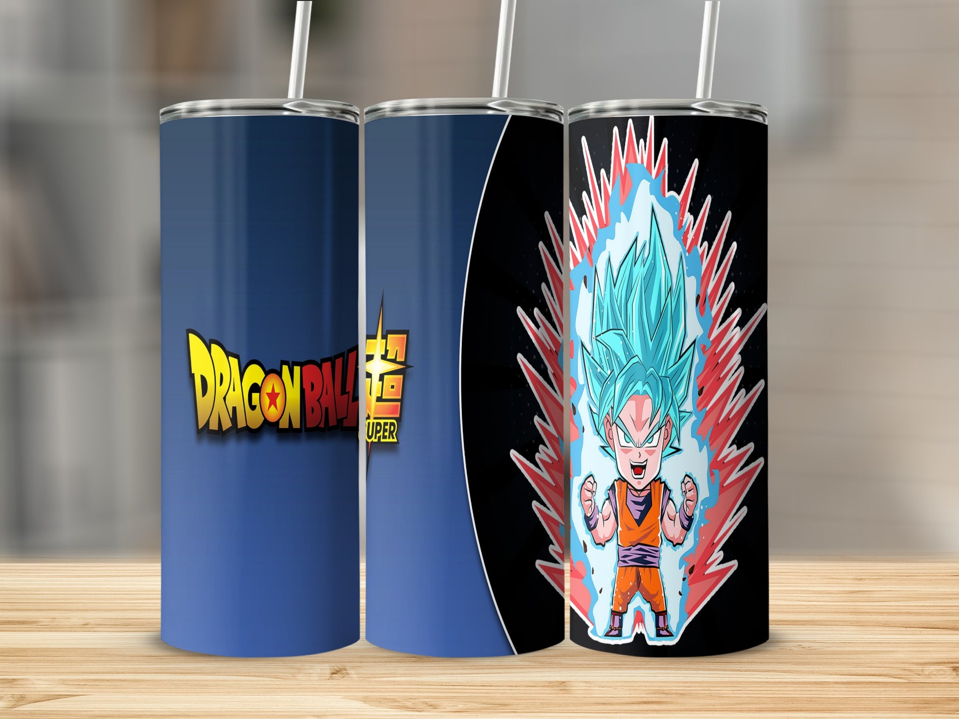 Dragon Ball Super themed tumbler with character illustration