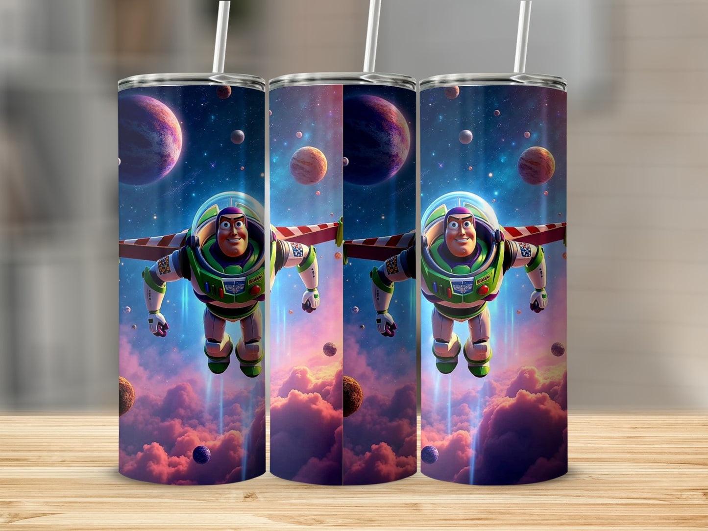 Colorful Space Adventure Tumbler with Spaceman Design