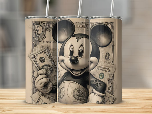 Vintage Cartoon Money Art Stainless Steel Tumbler