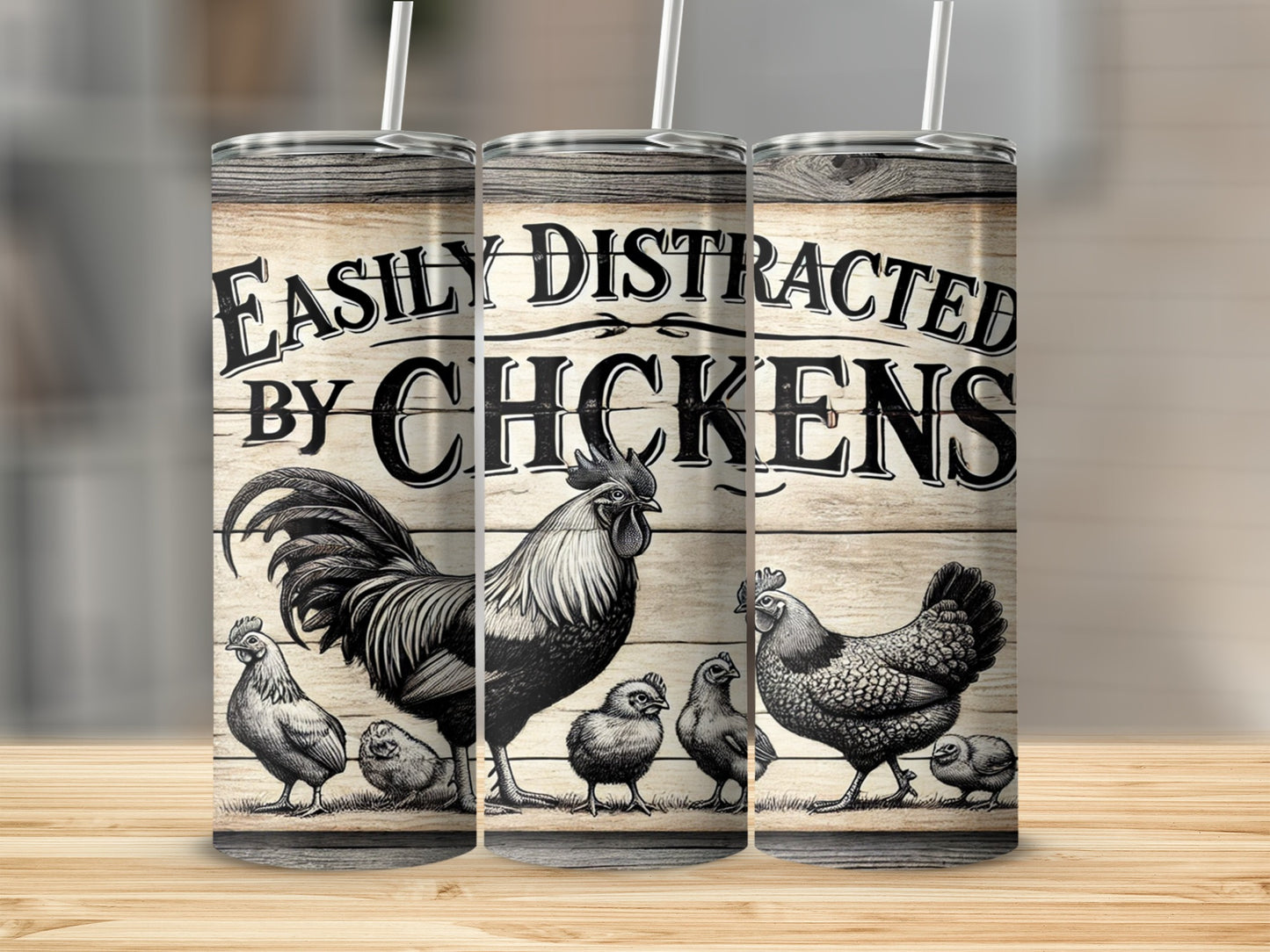 Easily Distracted By Chickens Insulated Tumbler Cup