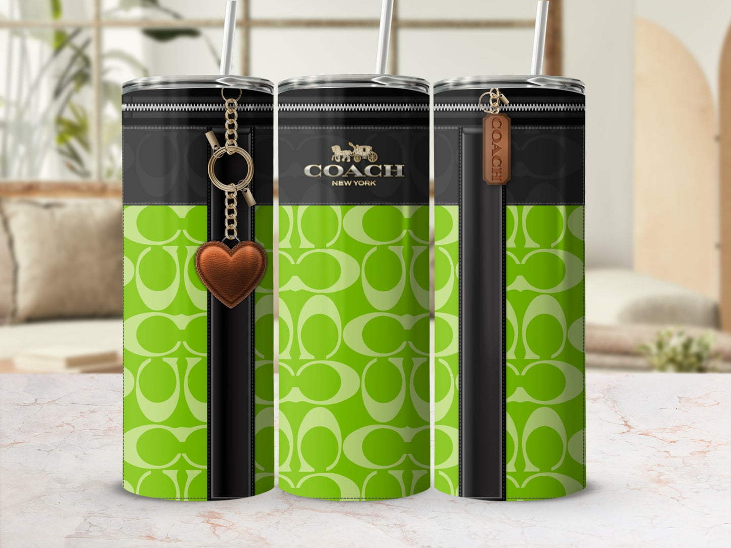 Stylish Coach New York Branded Tumbler with Straw