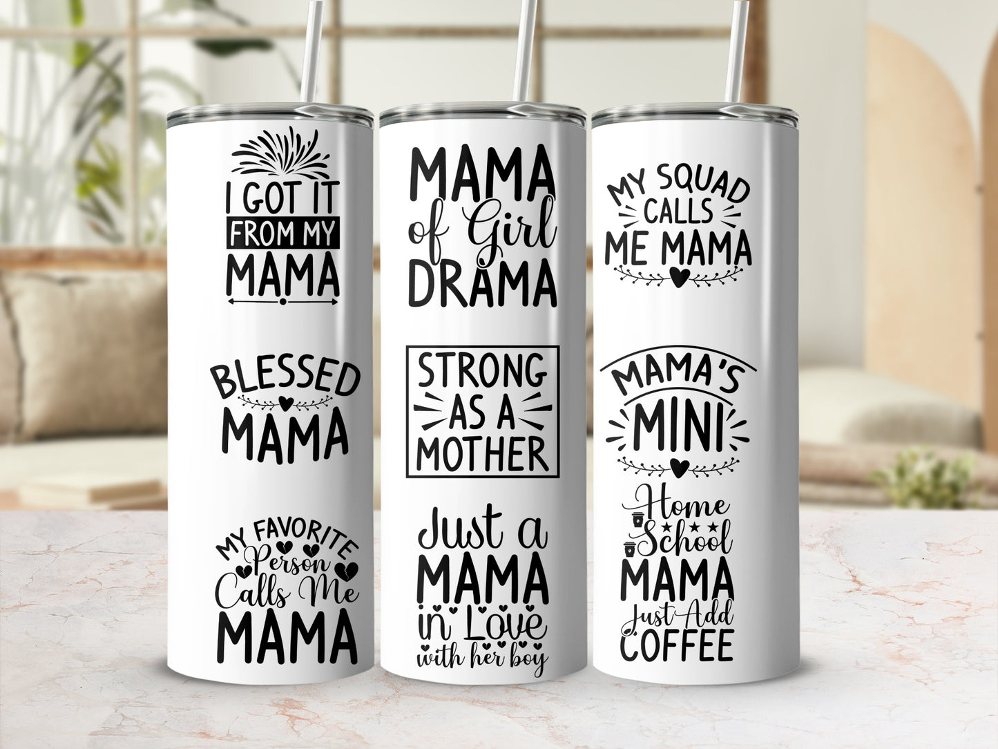 Mama Themed Insulated Tumbler Set for Mother's Day Gift