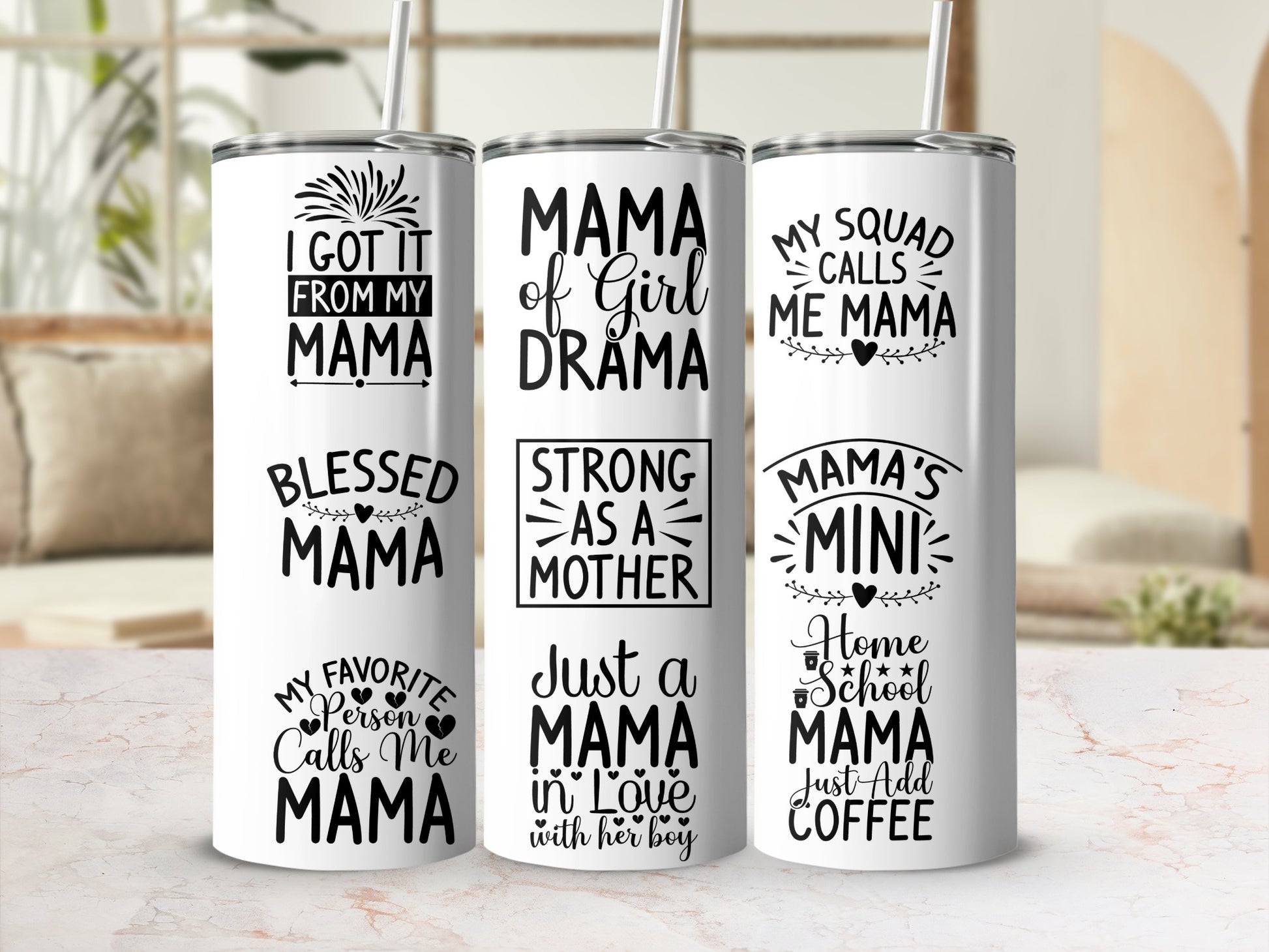 Mama Themed Insulated Tumbler Set for Mother's Day Gift