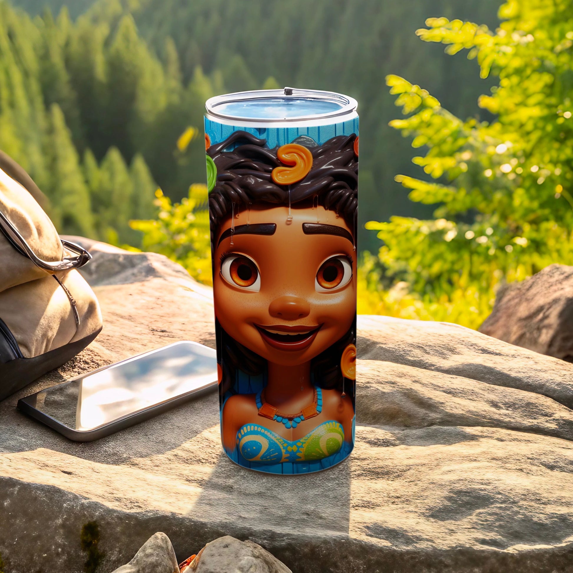 Vibrant Cartoon Character Design Travel Tumbler