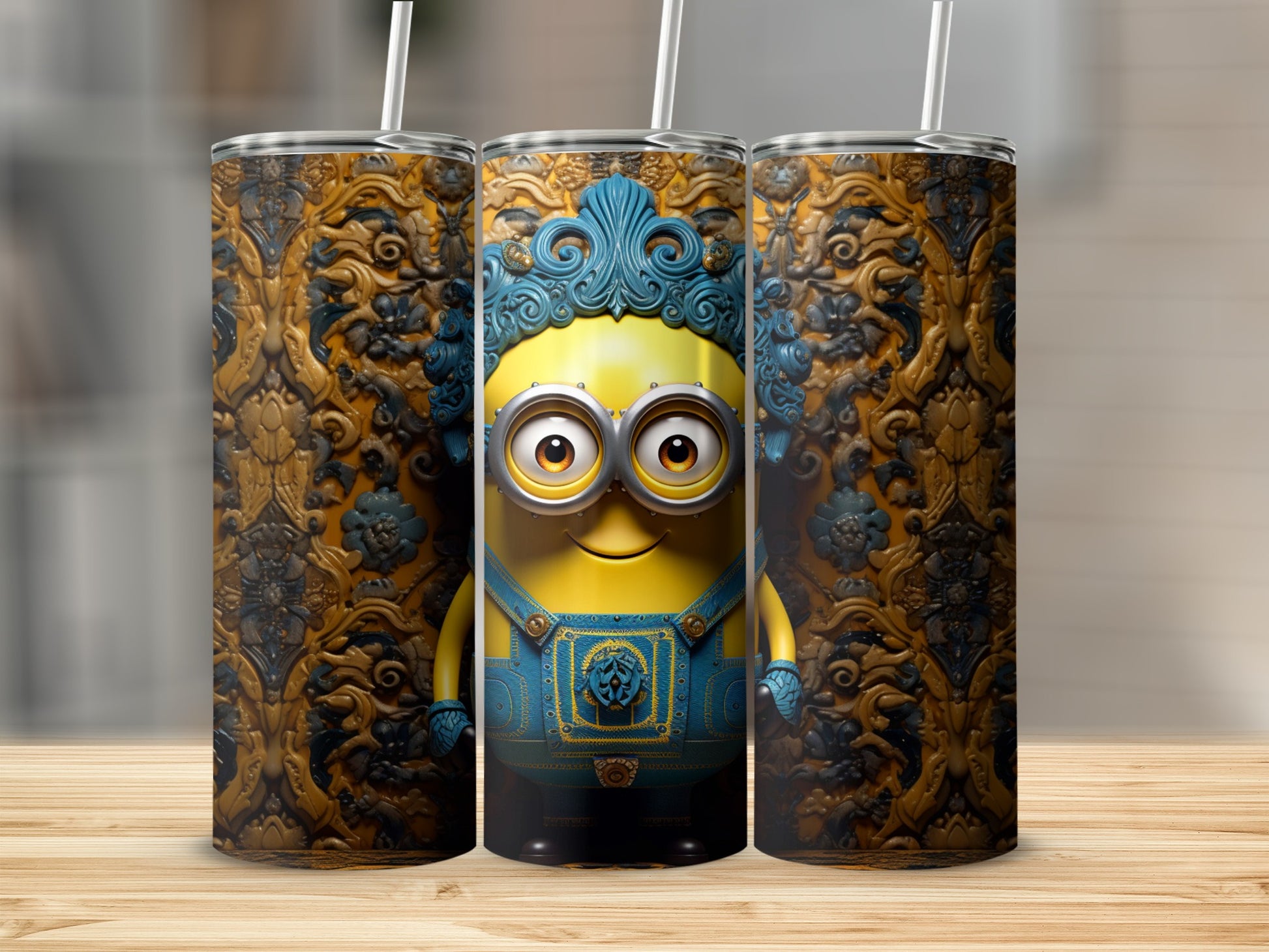 Attractive Minion Inspired Tumbler with Ornate Design