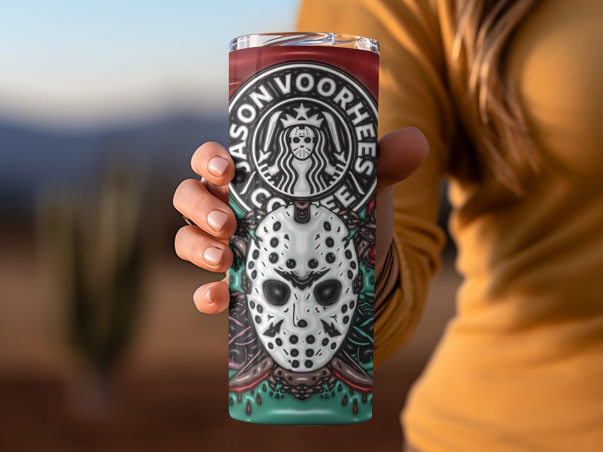 Jason Voorhees Coffee Horror Design Tumbler Cup