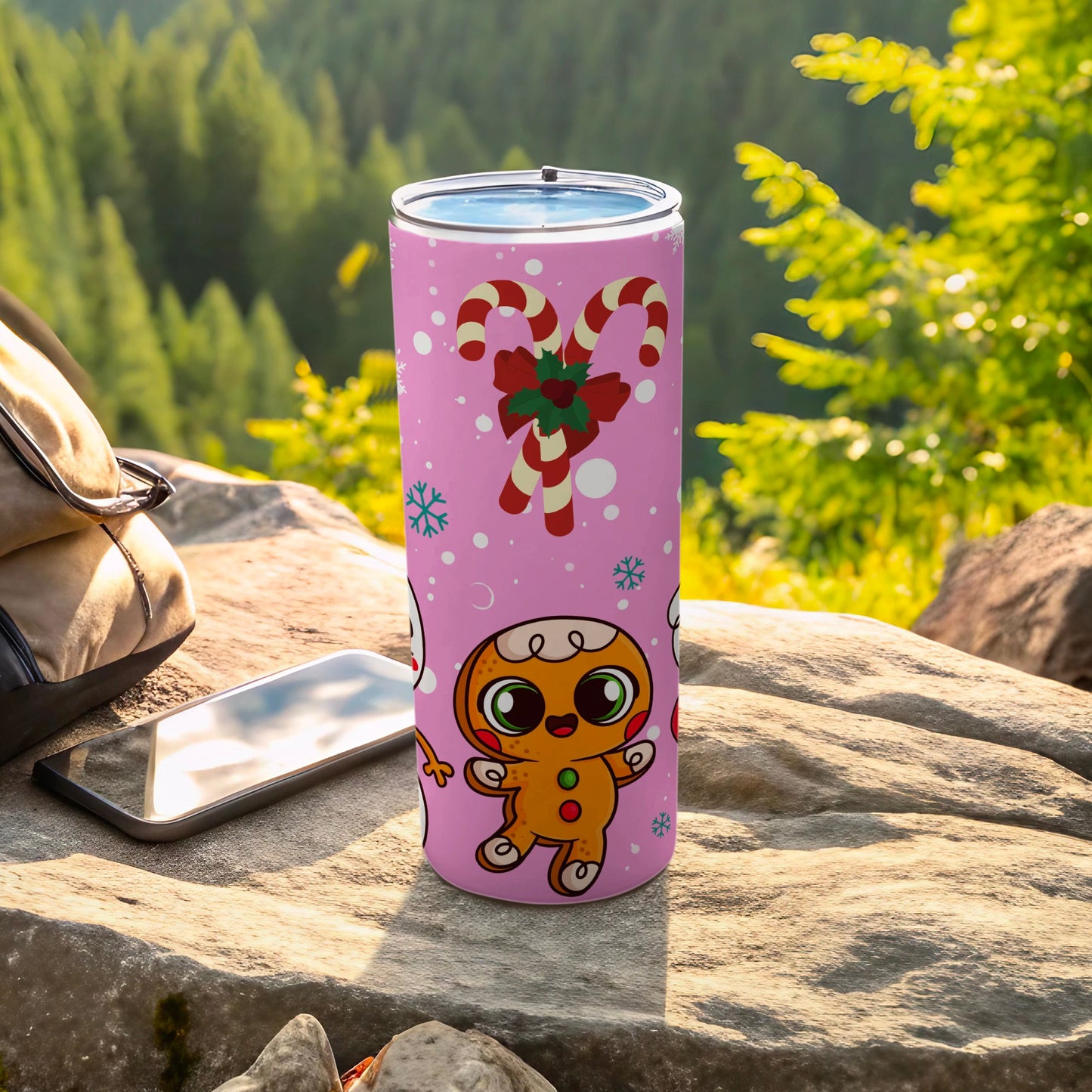 Christmas Gingerbread Man Candy Cane Tumbler Cup