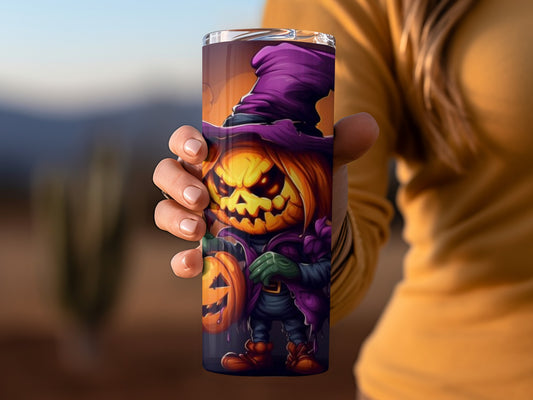 Halloween Pumpkin Witch Design Tumbler 20oz Cup