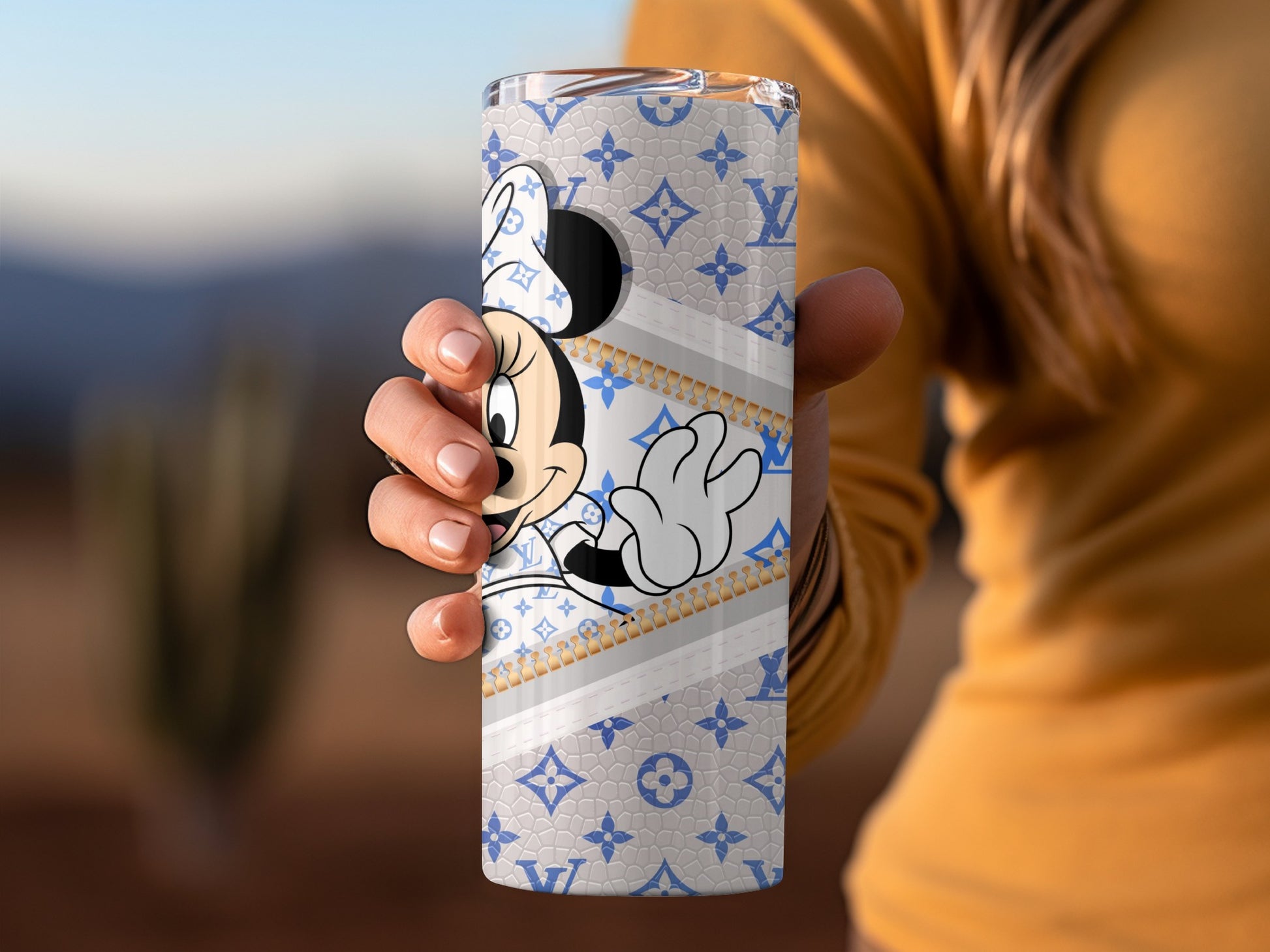 Cute Blue Pattern Cartoon Character Tumbler Cup