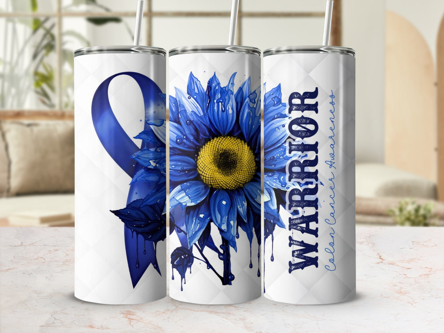 Warrior Colon Cancer Awareness Floral Design Tumbler