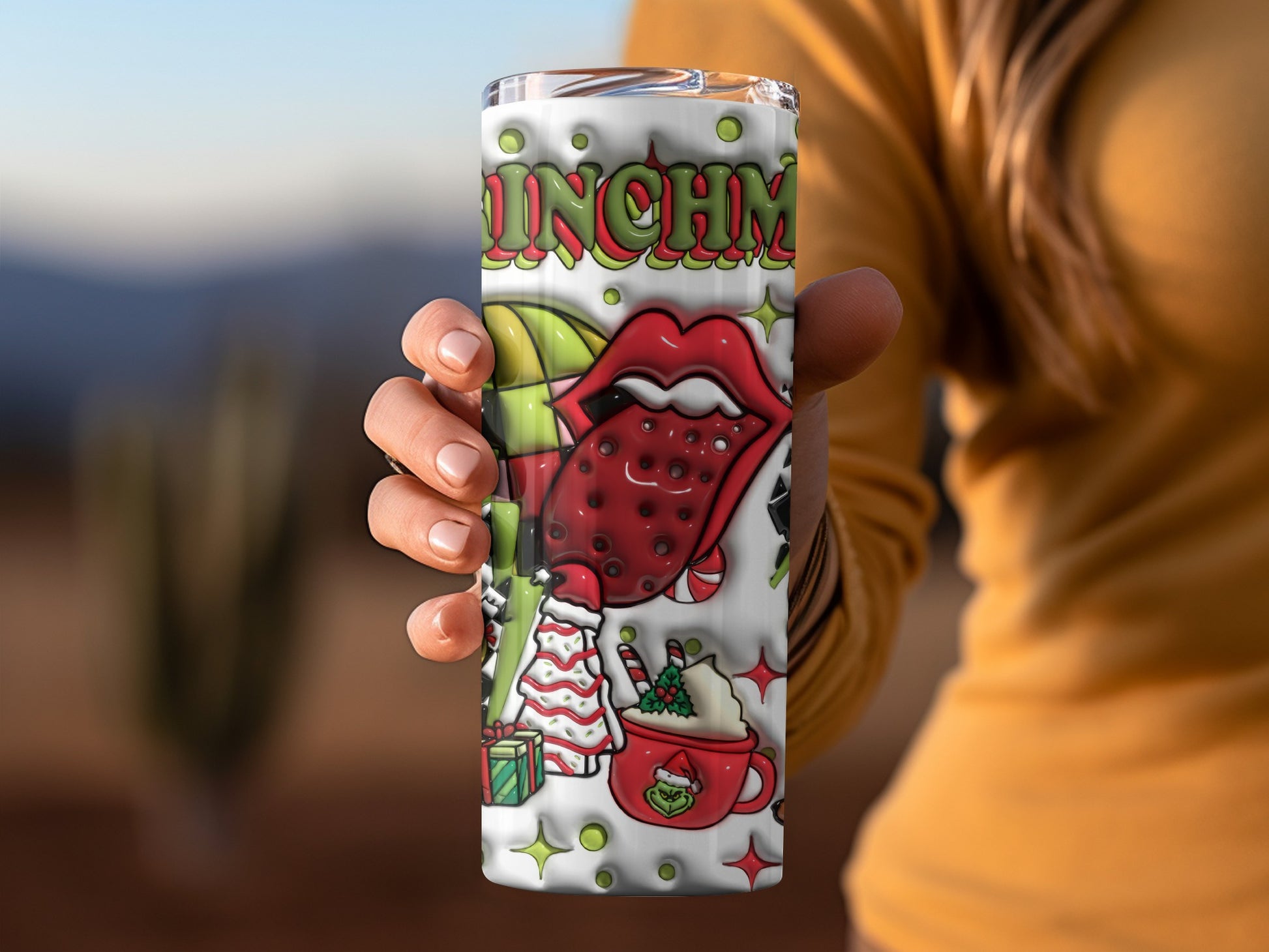 Holiday Themed Lips and Cups Design Tumbler