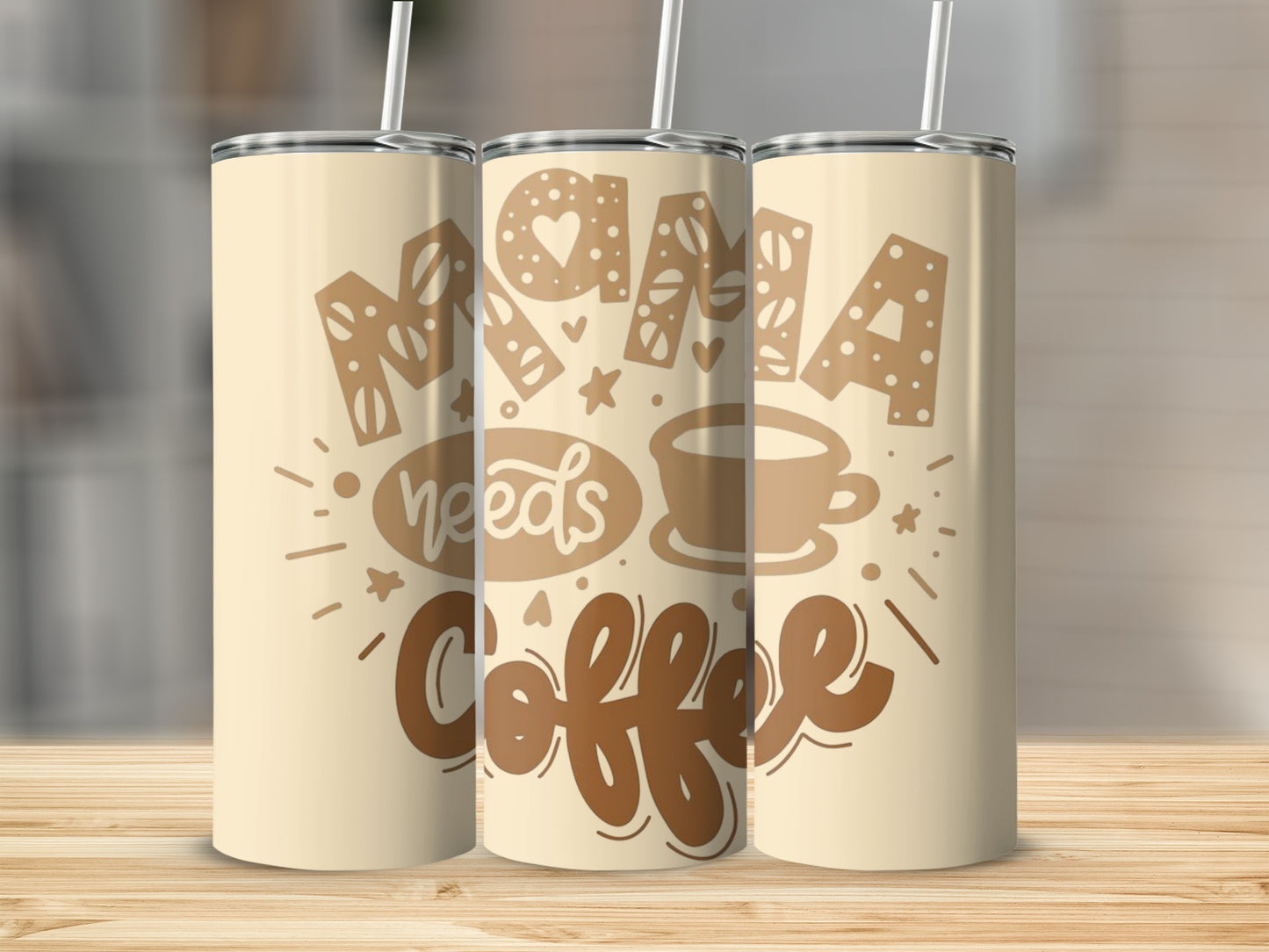 Mama Needs Coffee Cup Illustration Tumbler