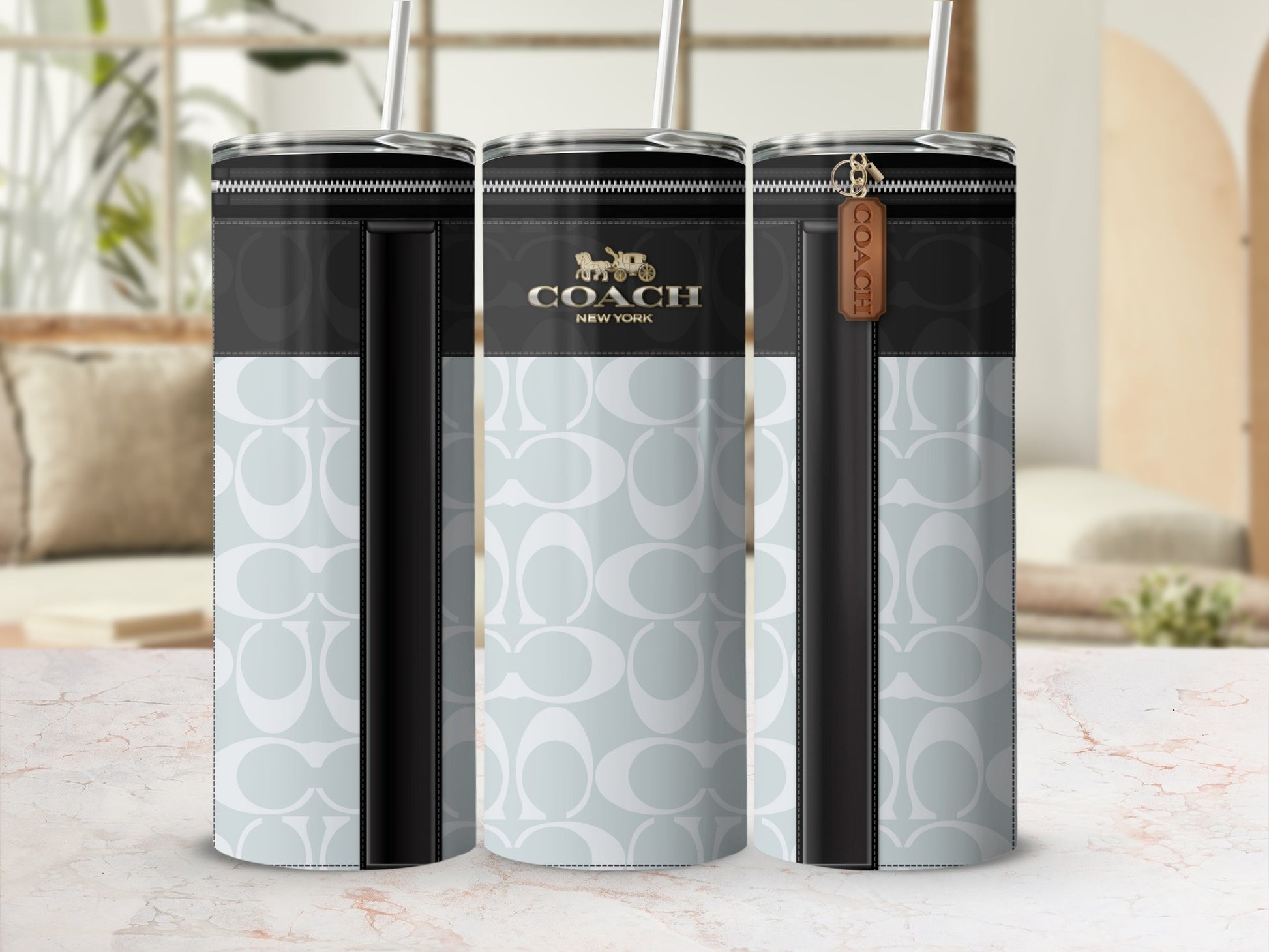 Coach New York Signature Pattern Tumbler Cup