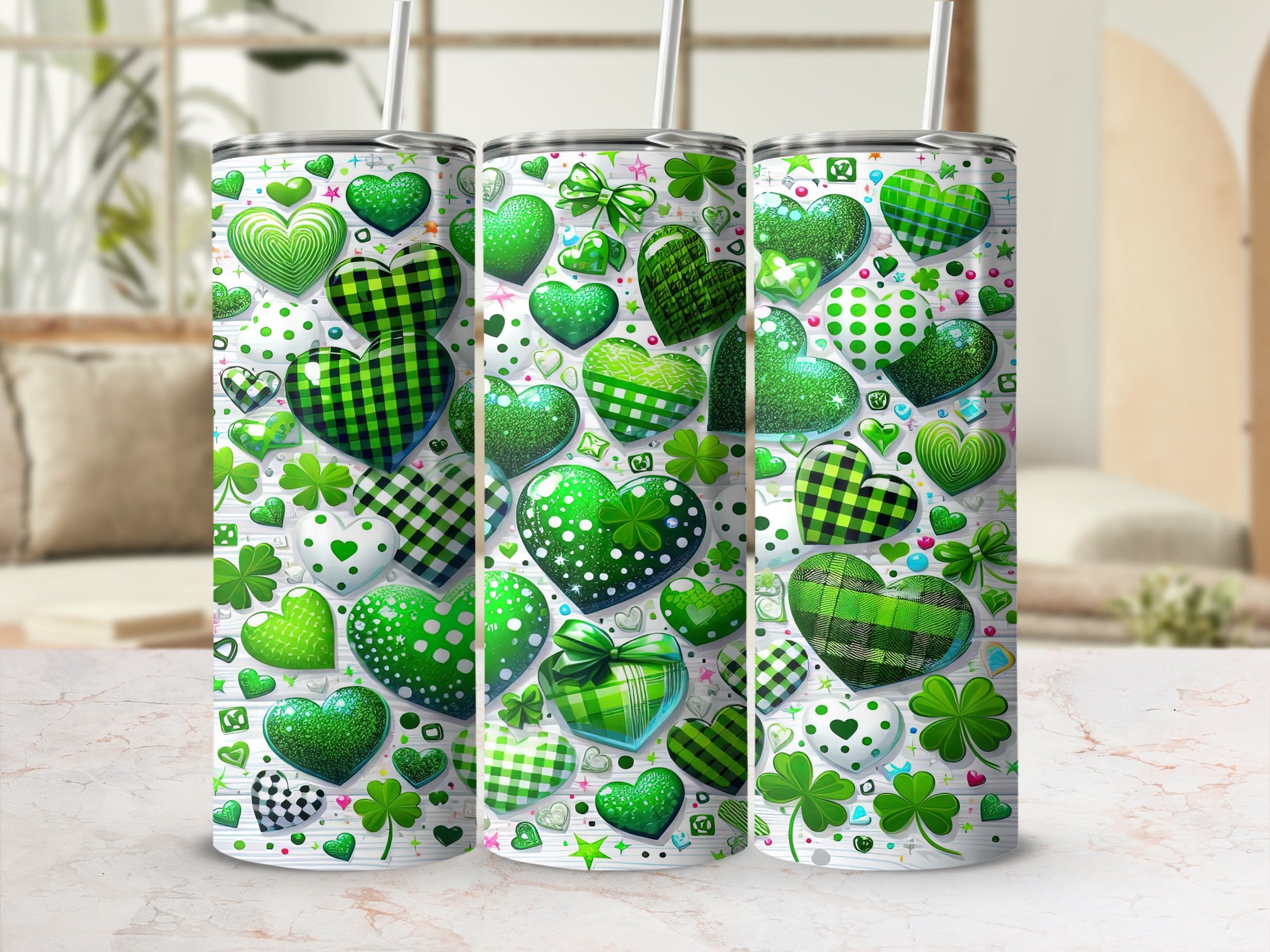 Green Plaid Hearts Shamrocks Polka Dot Pattern product type