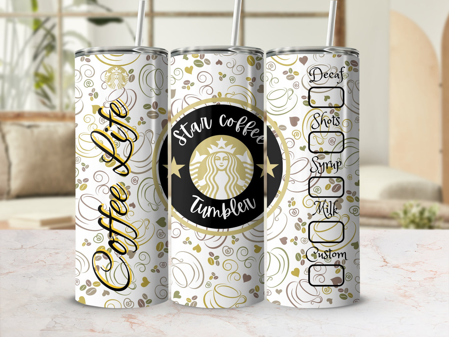 Coffee Life Star Coffee Tumbler Customizable Drinkware