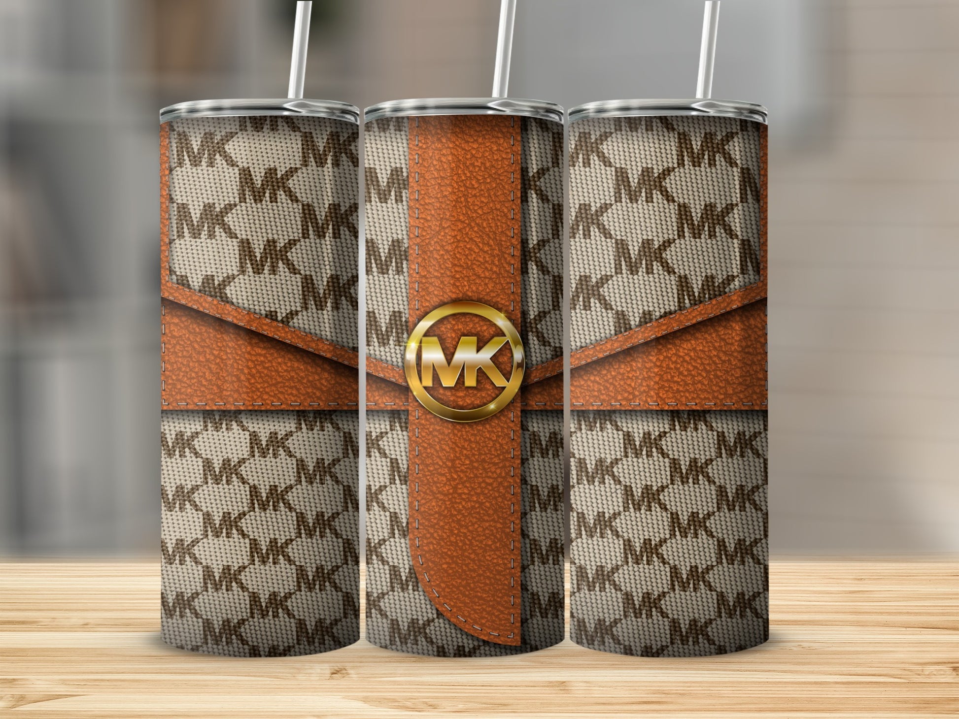Designer-Inspired Patterned Travel Mug With Straw