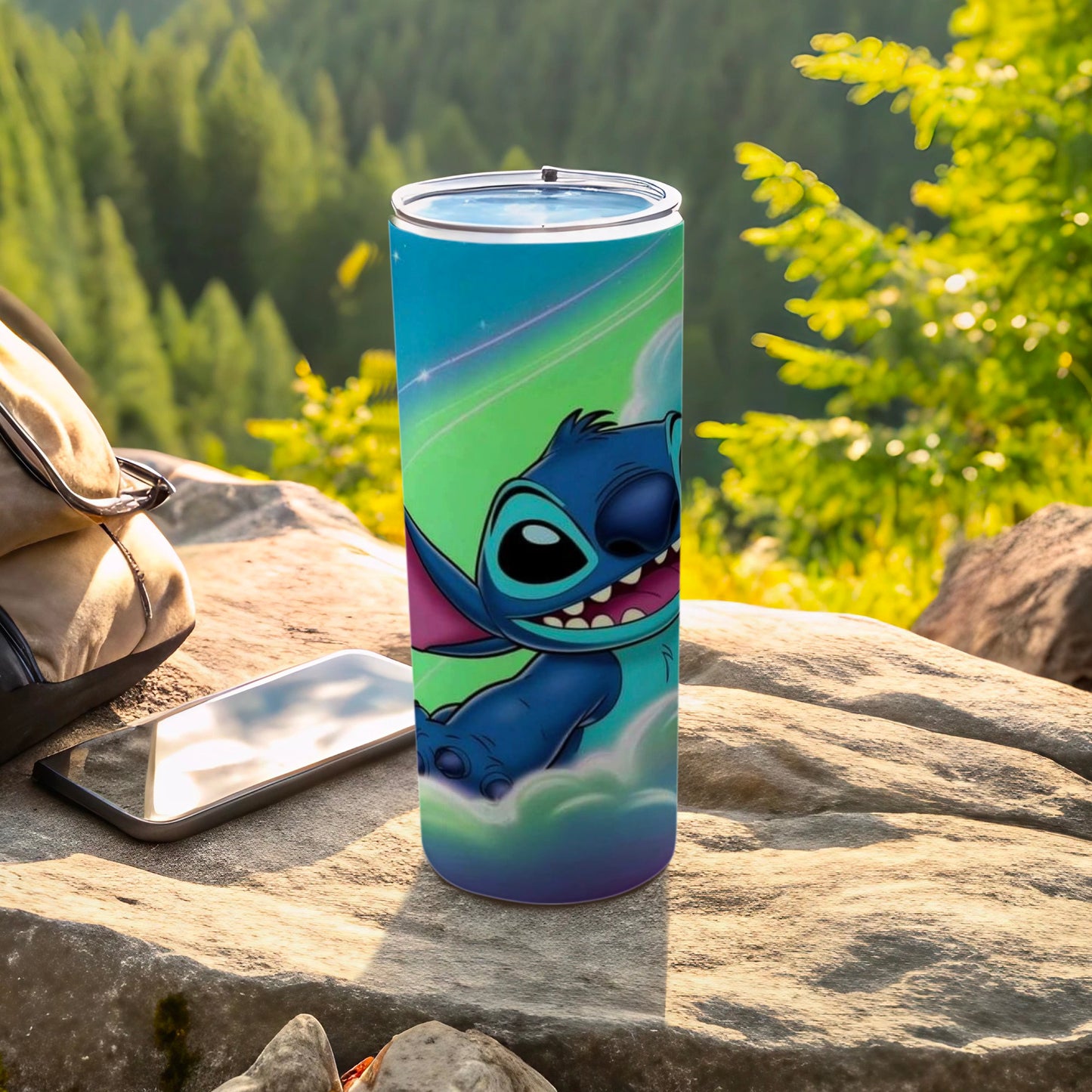 Stitch Tumbler with Tropical Background Tumbler