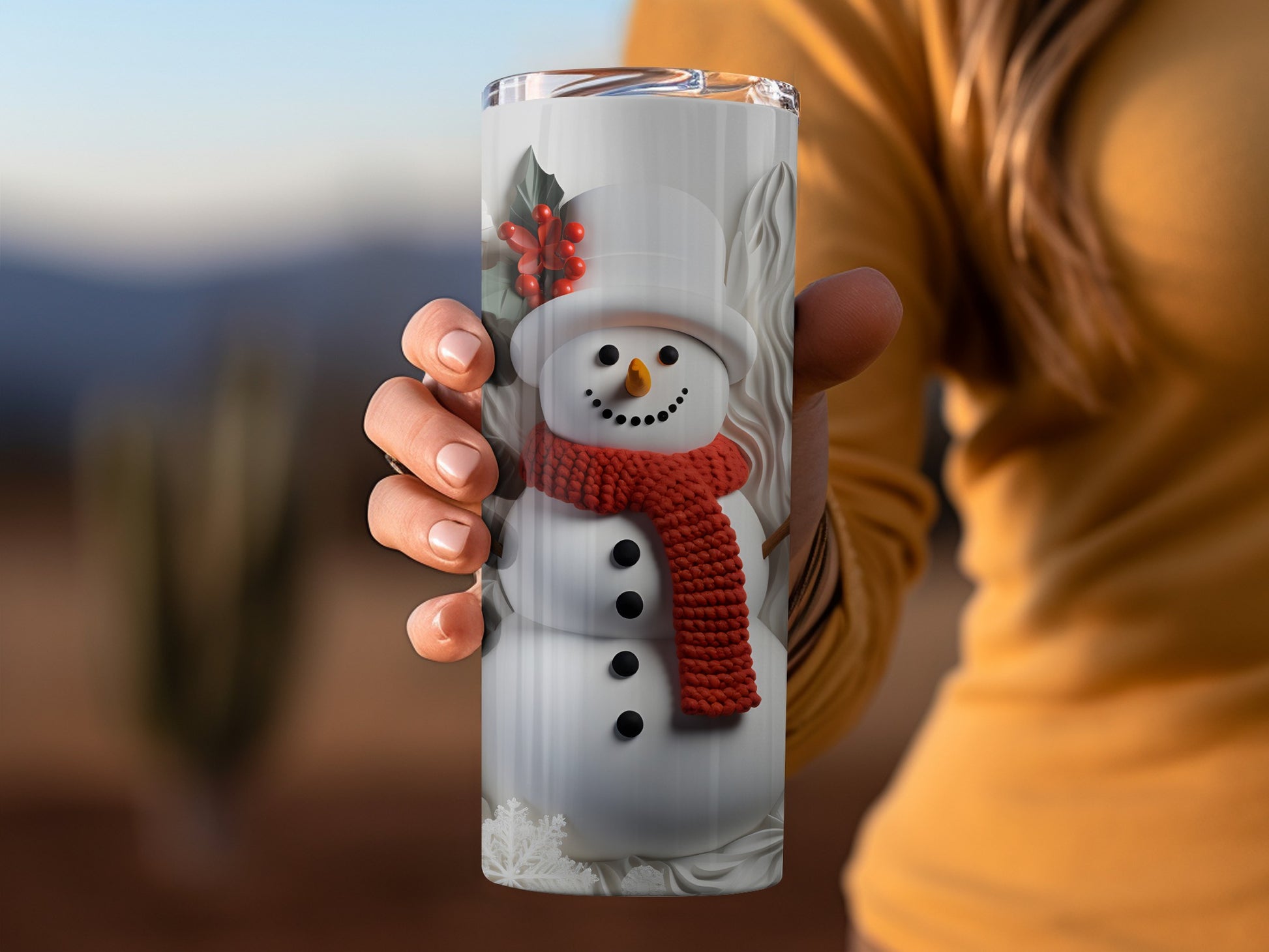 Festive Snowman Insulated Tumbler Holiday Mug Flask