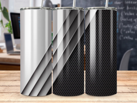 Metal Plates Over Perforated Background Texture Silver Tumblers