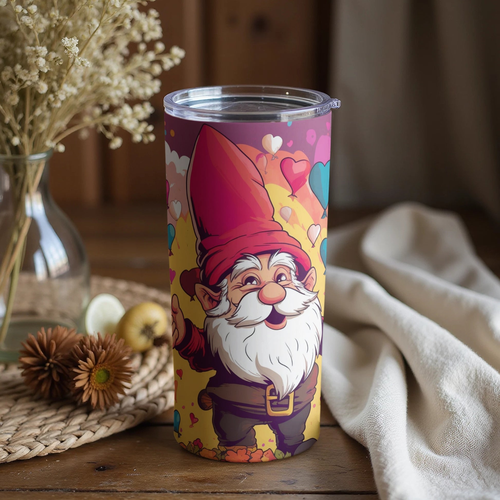 Colorful Gnome Design Travel Tumbler Cup