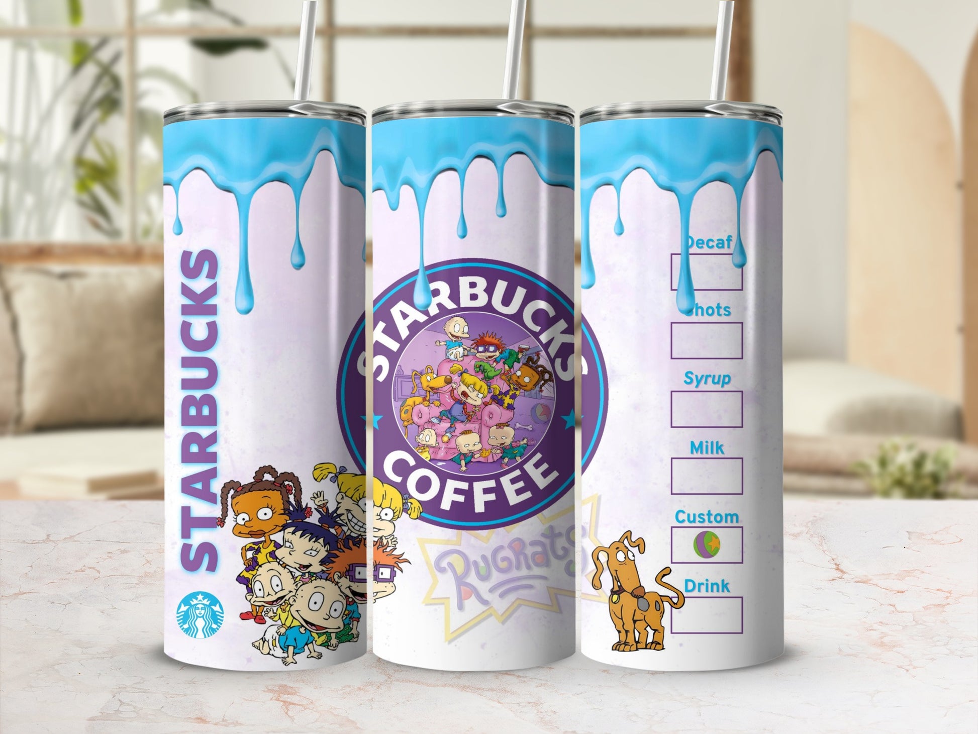 Starbucks Coffee Rugrats Custom Drink Tumbler Design