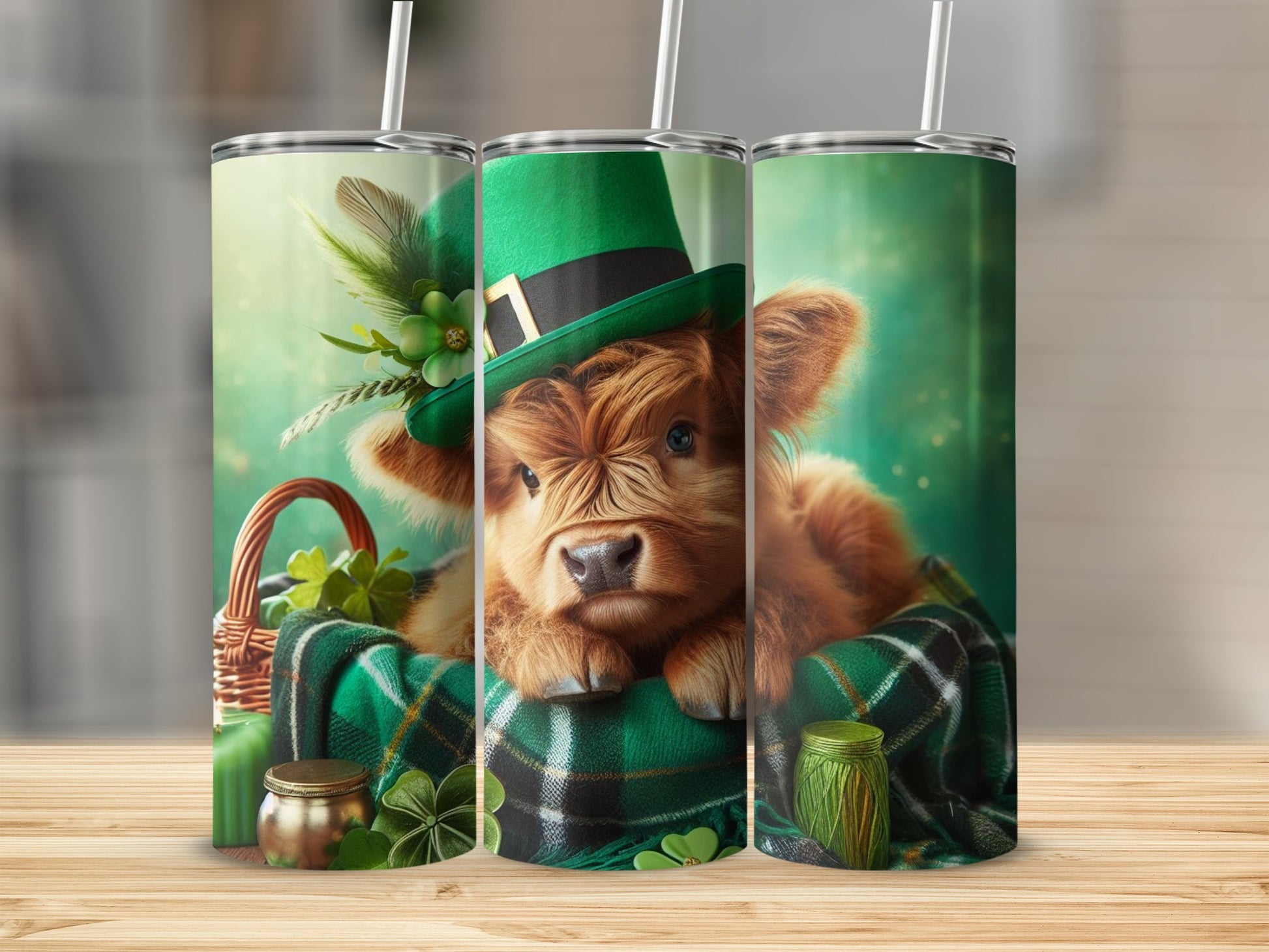 Cute Scottish Highland Cow St Patrick's Day Tumbler