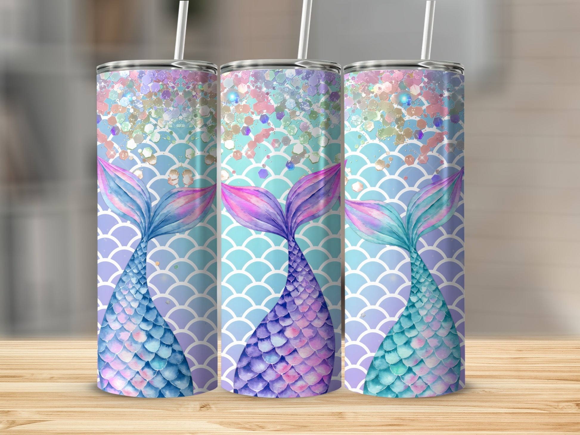 Glitter Mermaid Tail Scale Pattern Tumbler product type