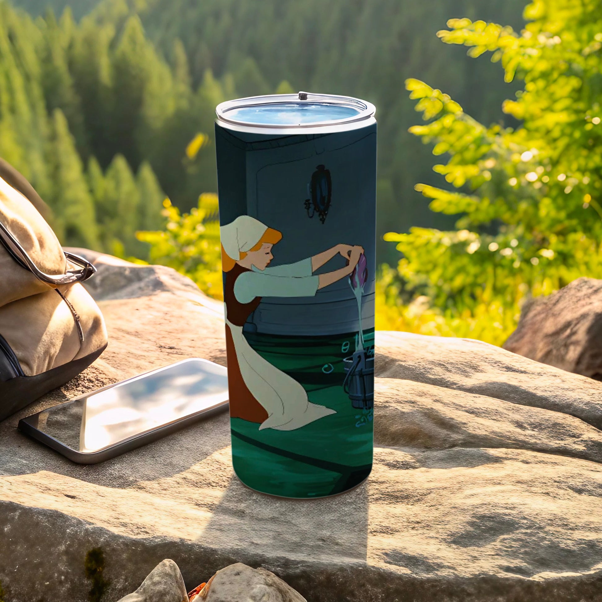 Cinderella Cartoon Art Travel Tumbler for Outdoor Adventures