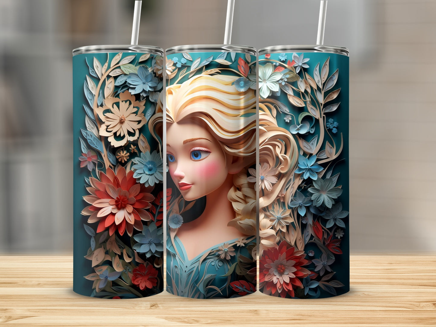 Elegant Floral Princess Design Insulated Tumbler