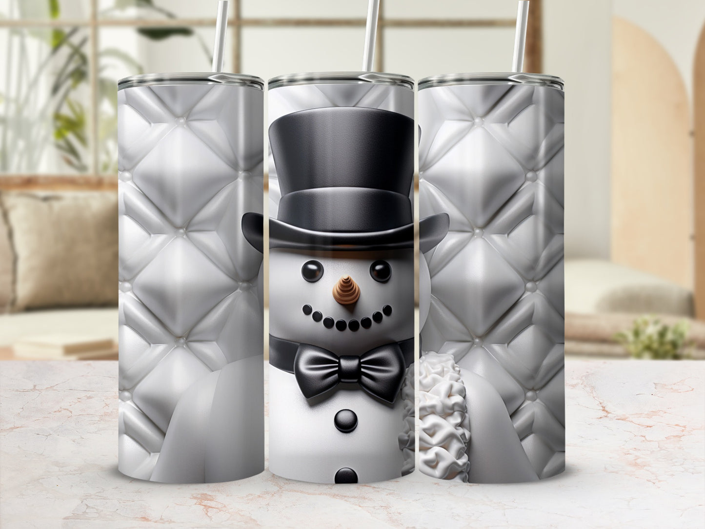 Festive Snowman Design Double-Wall Insulated Tumbler