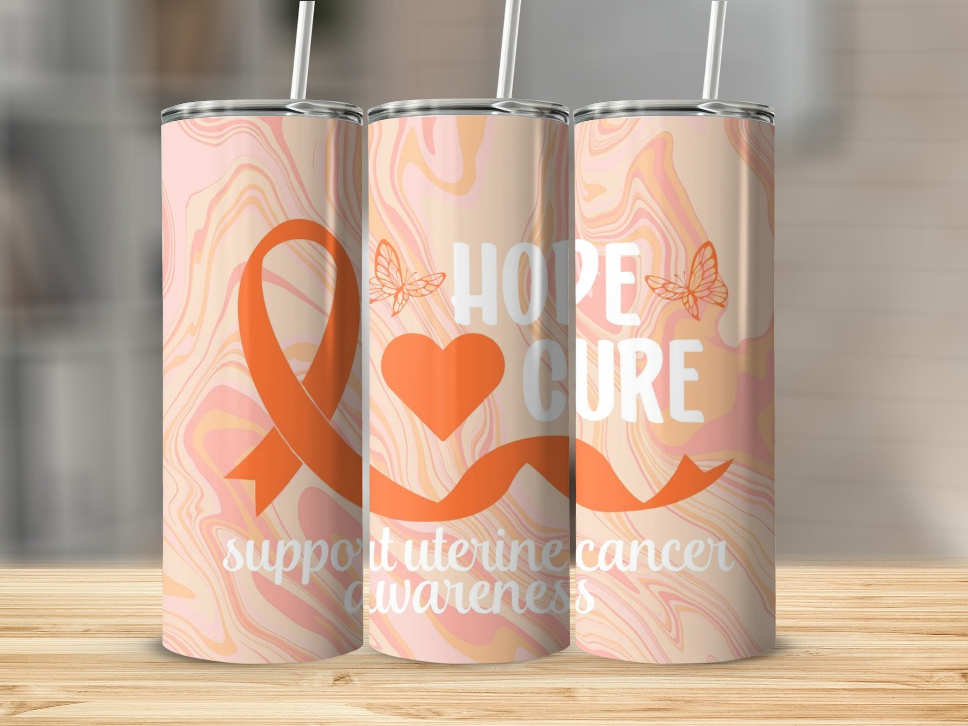 Uterine Cancer Awareness Hope Cure Support Tumbler