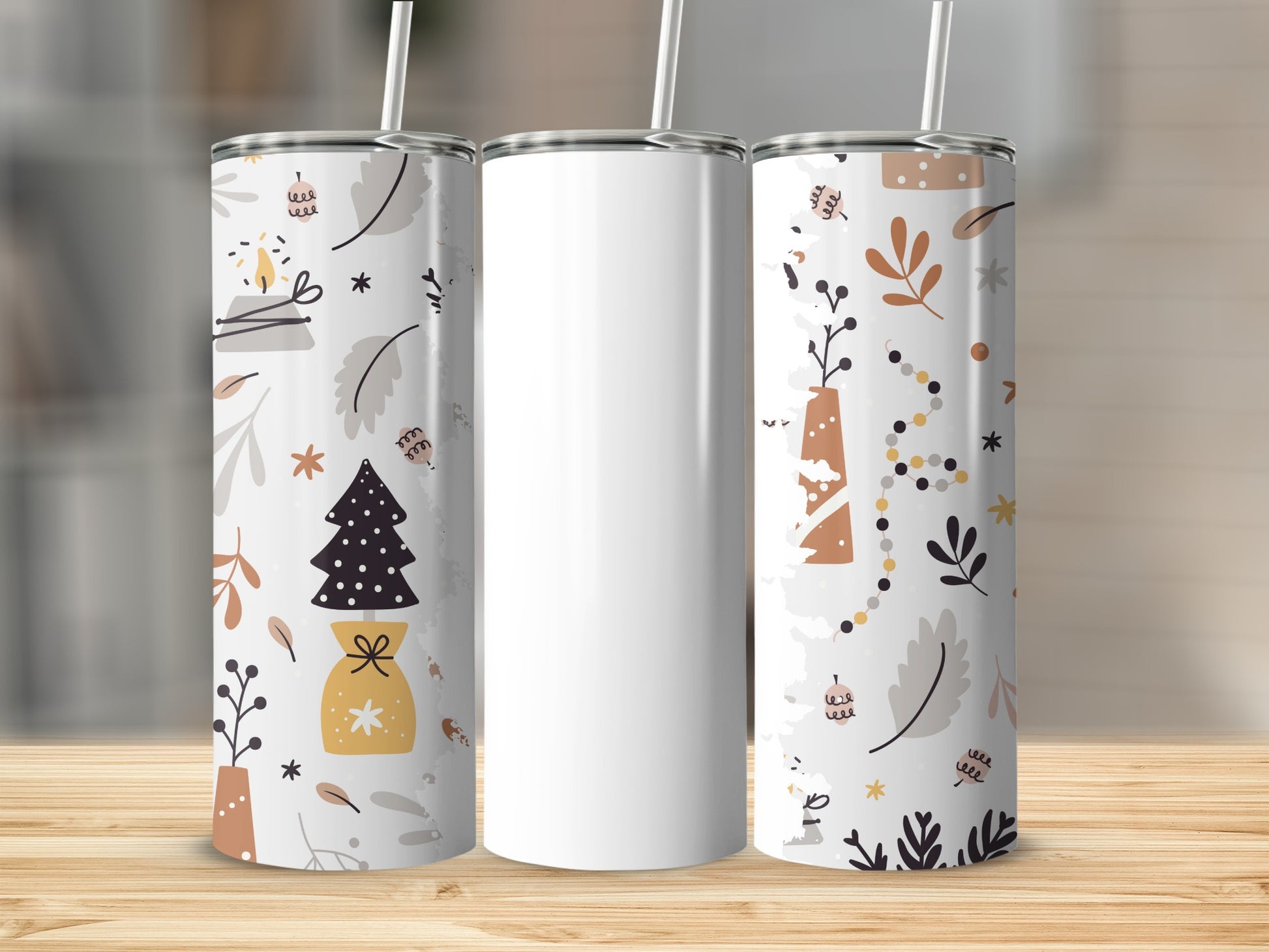 Festive Patterned Tumblers for Holiday Celebrations