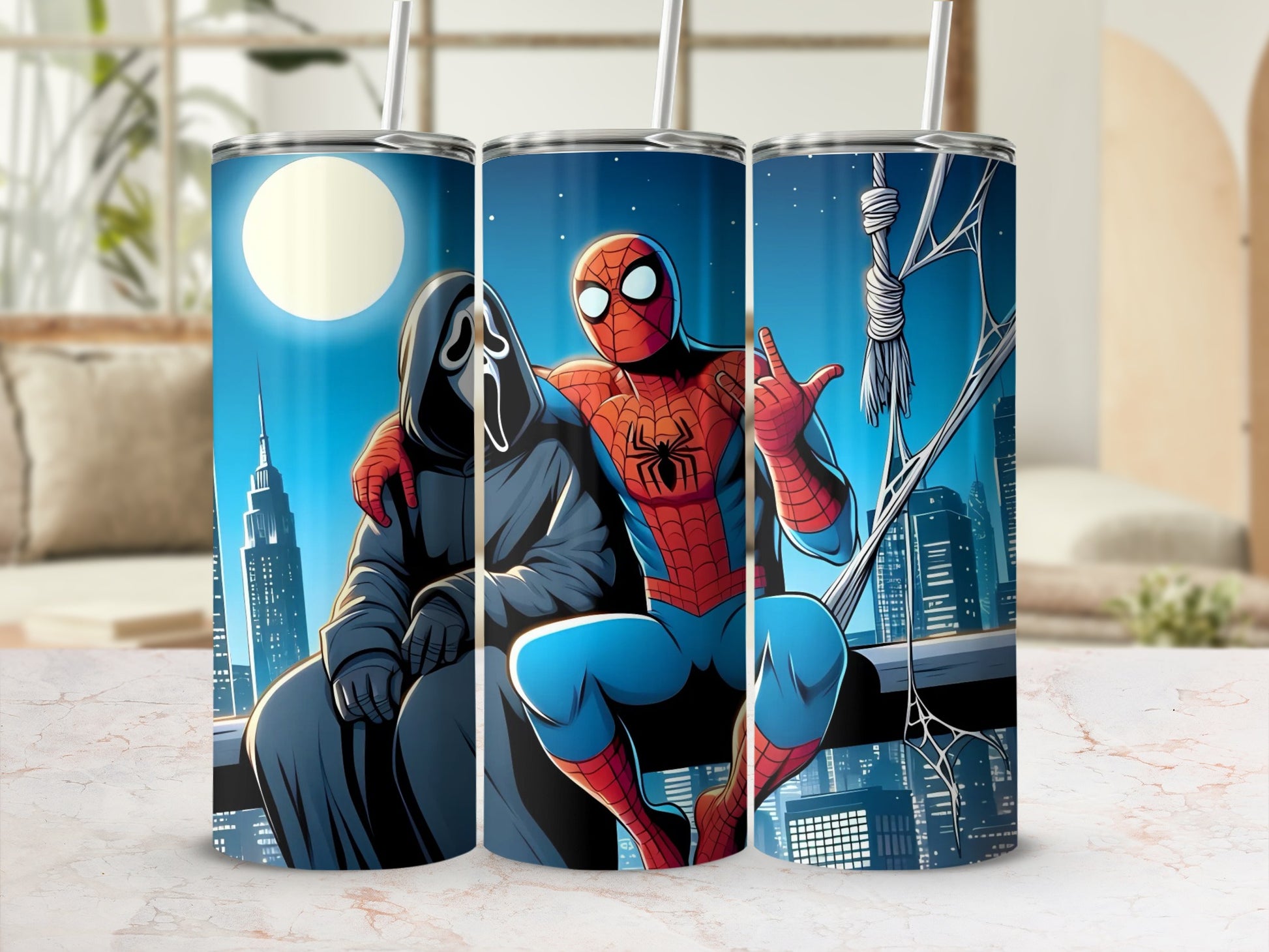 Spider-Man and Ghostface City Night Tumbler