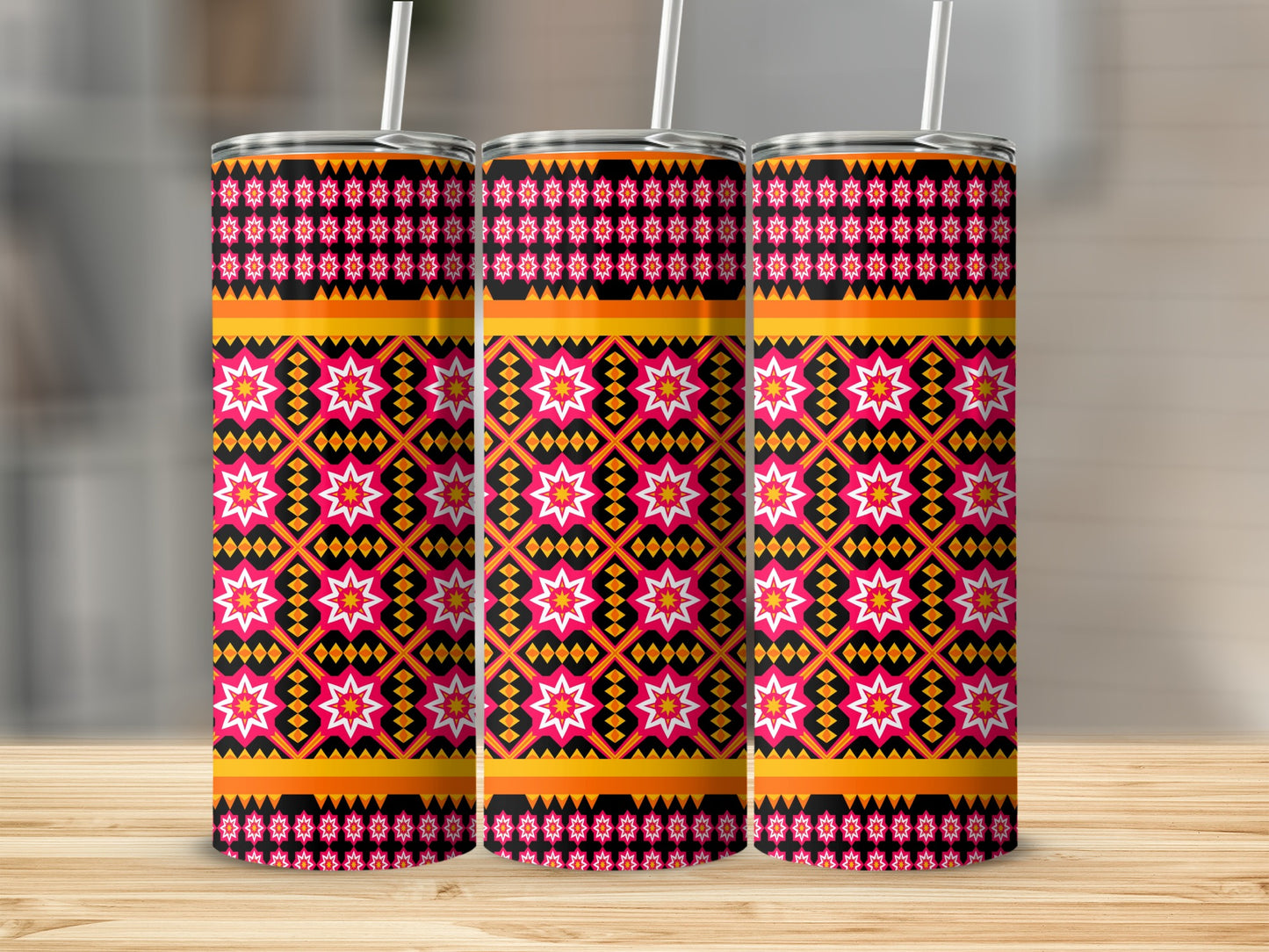Colorful Geometric Pattern Design Tall Tumbler Cup