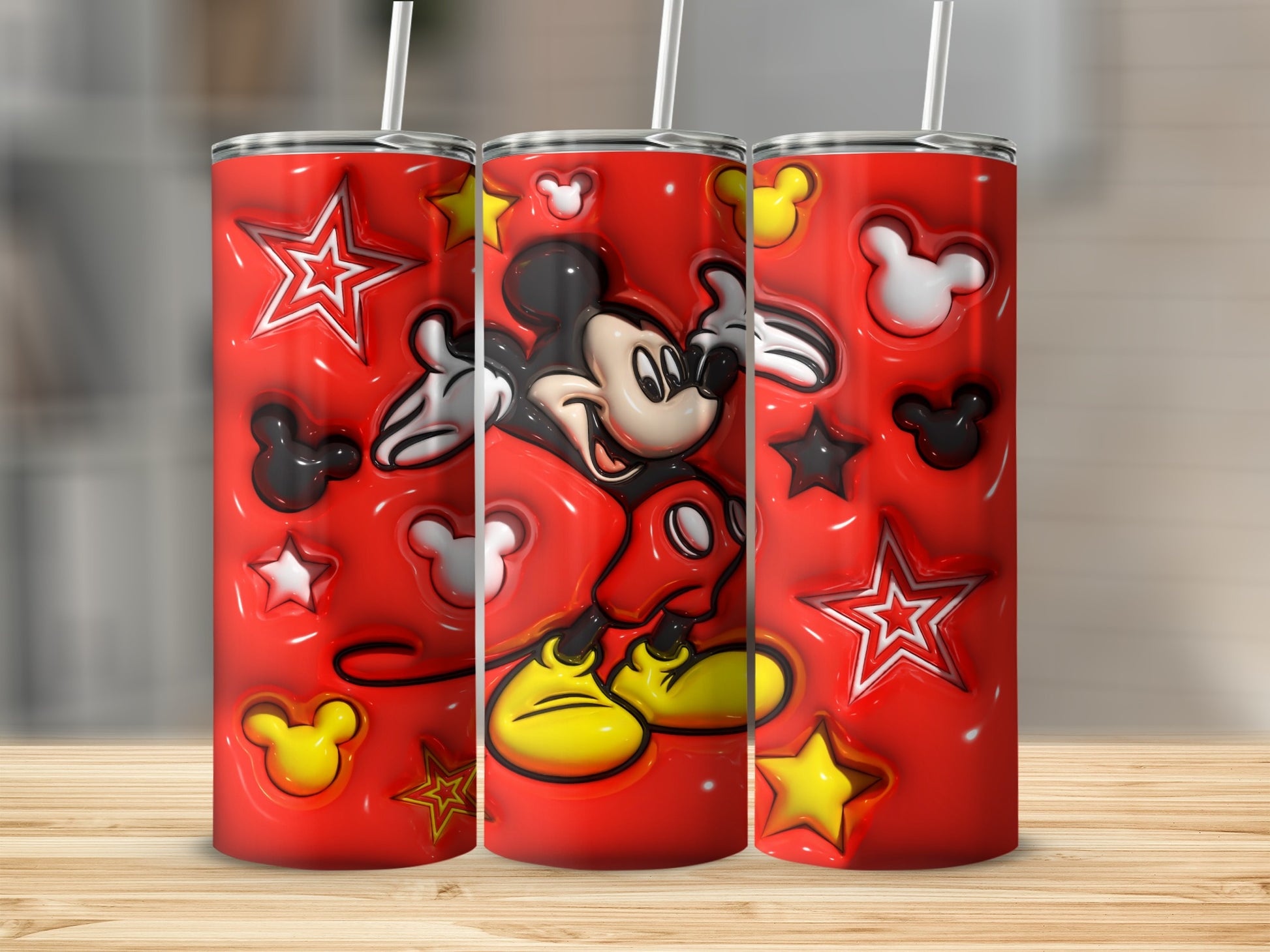 Mickey Mouse Red Bubbly Stars and Ears Tumbler Cup