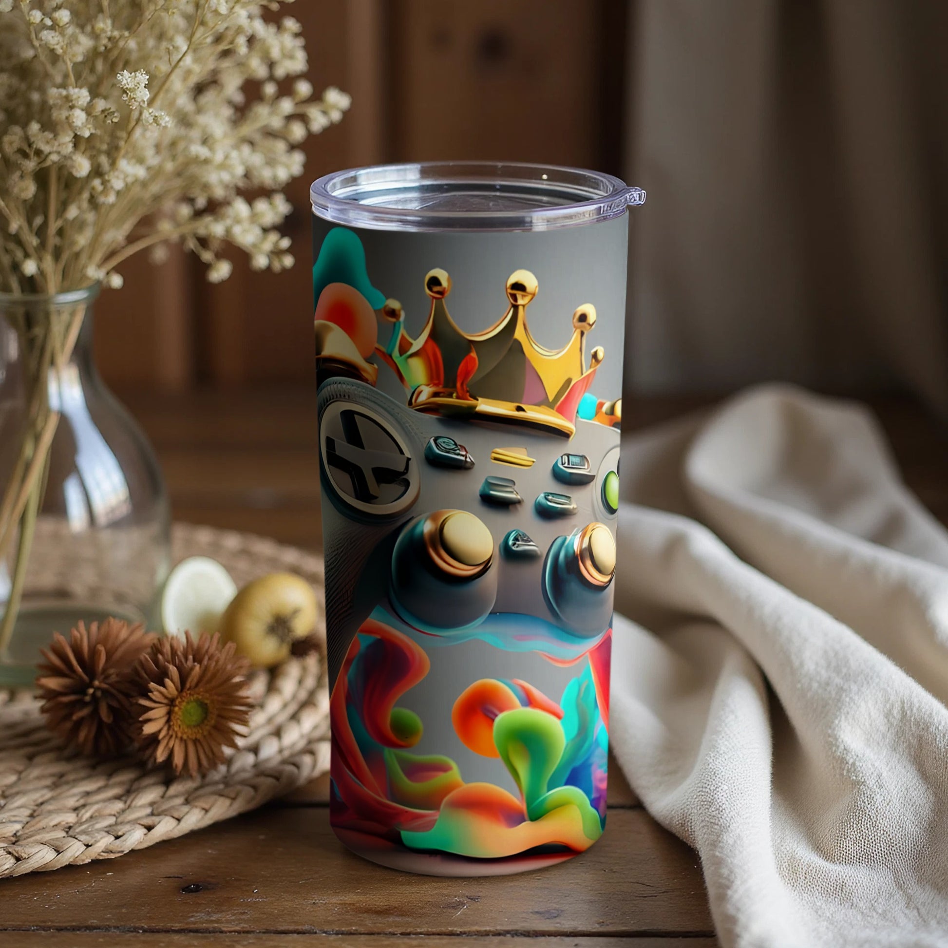 Vibrant Colorful Gaming Controller Tumbler Product