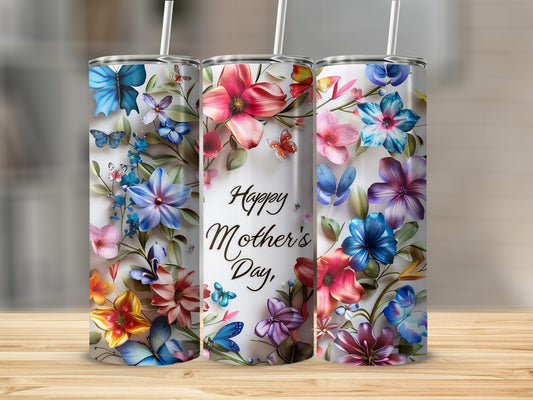 Floral Butterfly Happy Mother's Day Tumbler