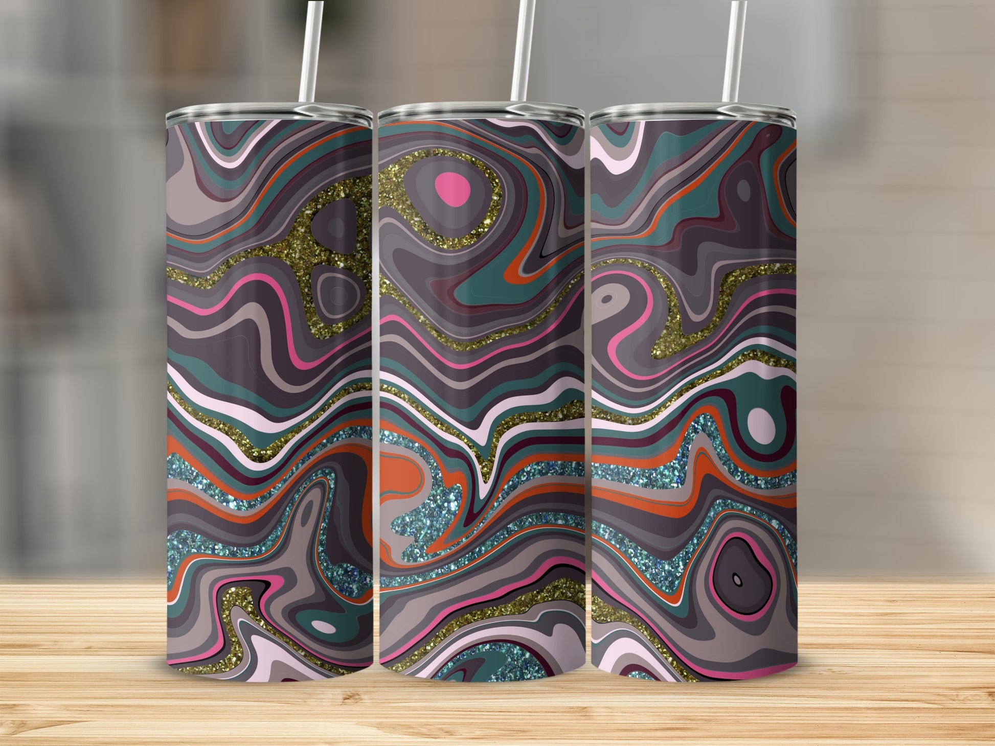 Abstract Swirl Design Stainless Steel Tumbler Product