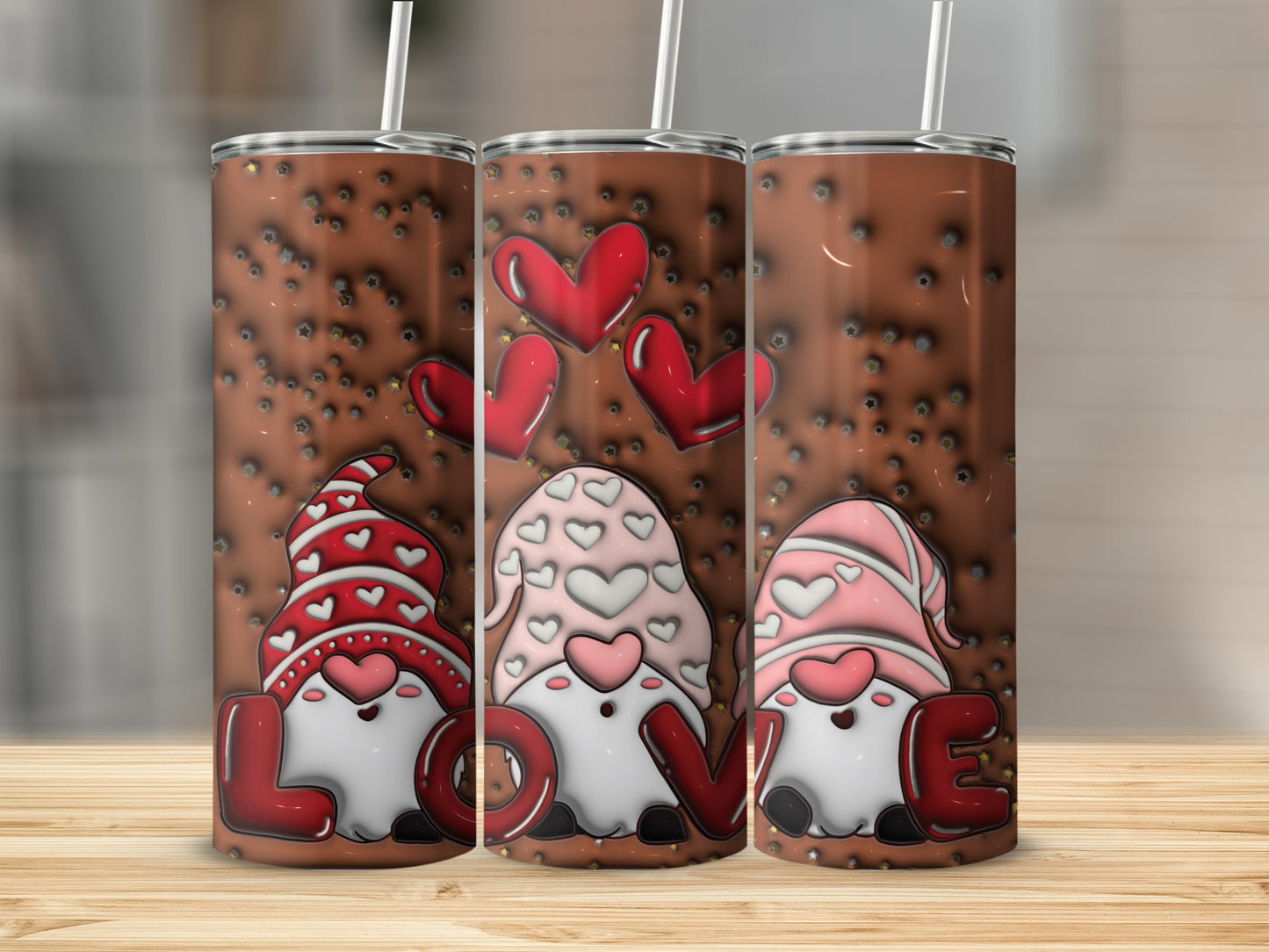 Gnome Tumbler with Hearts and Love Design Gift Item