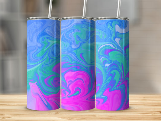 Vivid Swirl Design Blue Green Pink Tall Tumbler