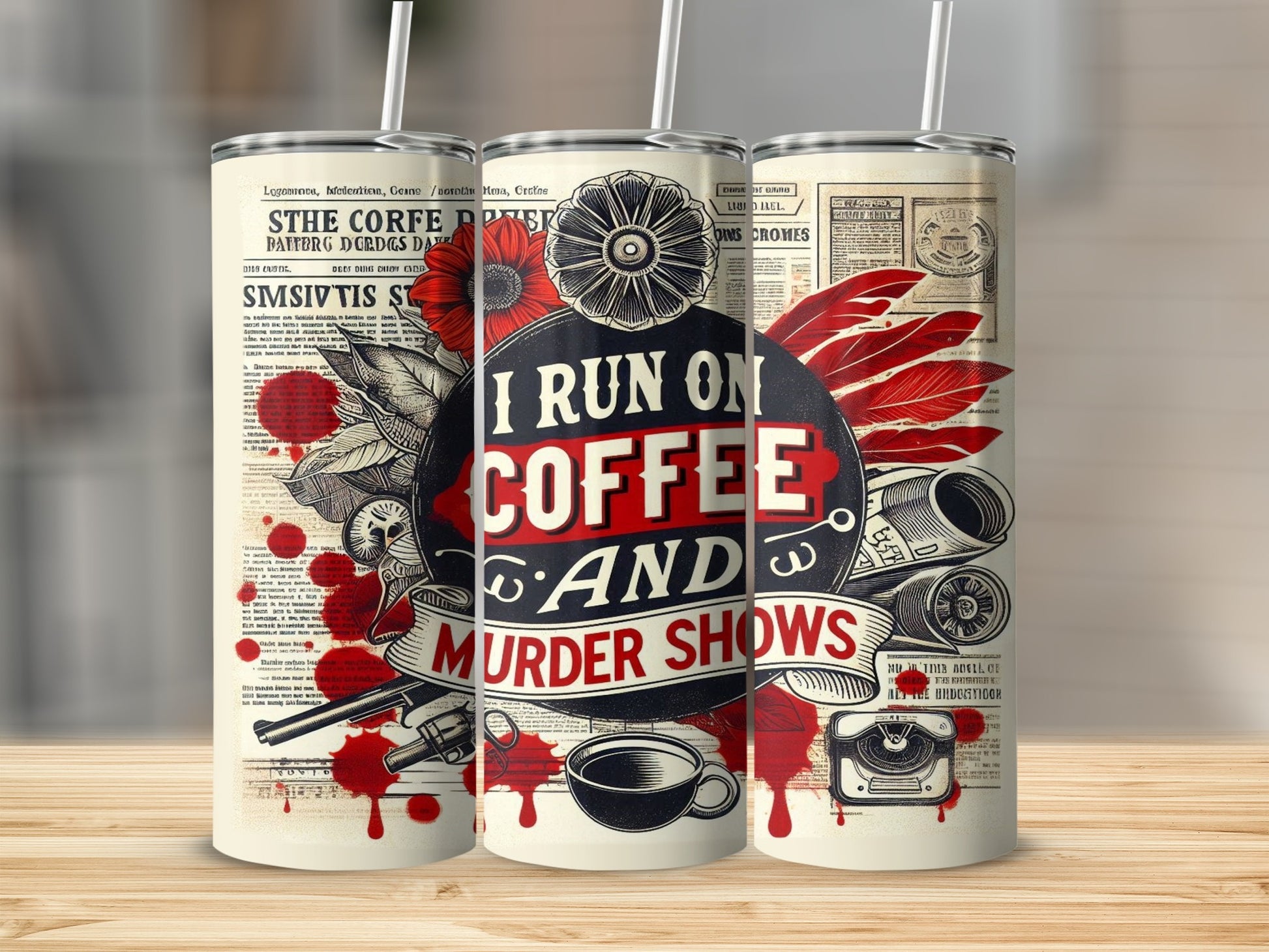 I Run On Coffee And Murder Shows Unique Tumbler product type
Coffee Lover
Murder Shows Fan
True Crime Gift
Newspaper Print
Vintage Aesthetic
Unique Tumbler
Crime Scene Art
Bloody Design
Mystery Lover
Caffeine Fiend
Dark Themed
Detective Style
Crime Drama
Macabre Art
Red Black Design
Beverage Tumbler
Gothic Style
Pop Culture
Retro Design
True Crime Decor