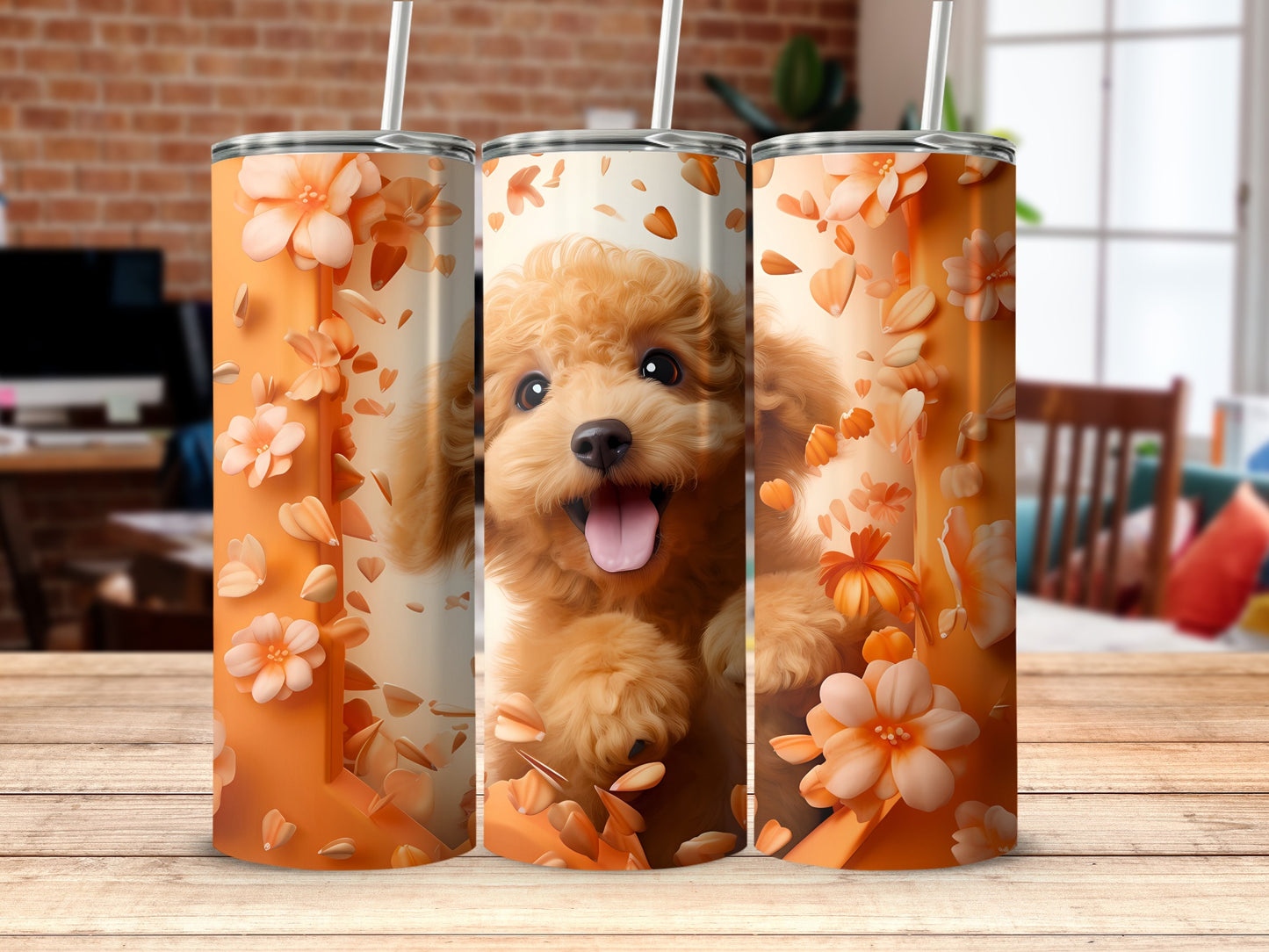 Cute Puppy Orange Flowers Tumbler product type
Puppy, Dog, Poodle, Goldendoodle, Cute animal, Pet lover, Animal design, Floral, Orange flowers, Peach flowers, Falling petals, Spring design, Tumbler, Drinkware, Beverage holder, Gift idea, Unique design, Happy dog, Sweet pup, Flower pattern