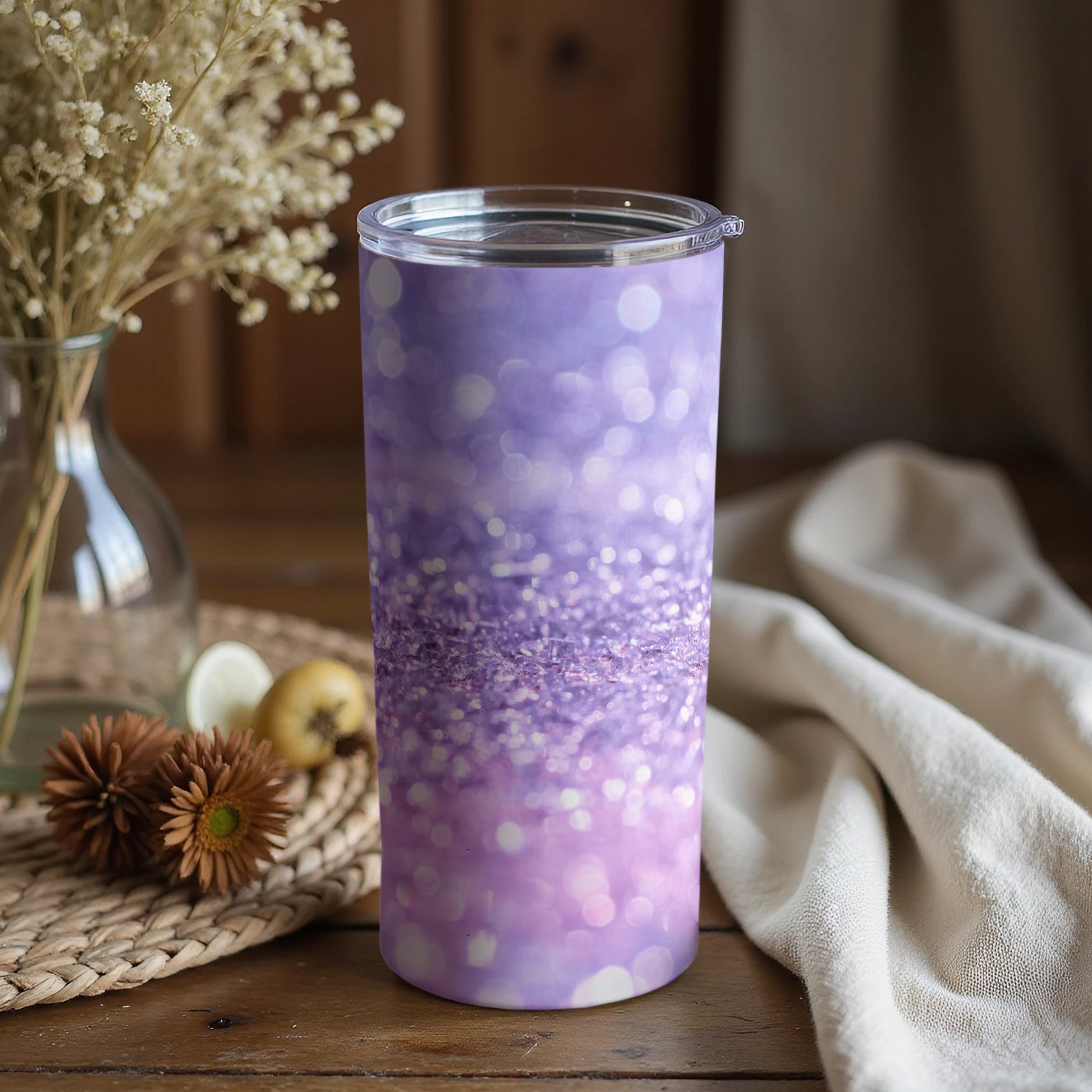 Sparkling Purple Glitter Design Insulated Tumbler