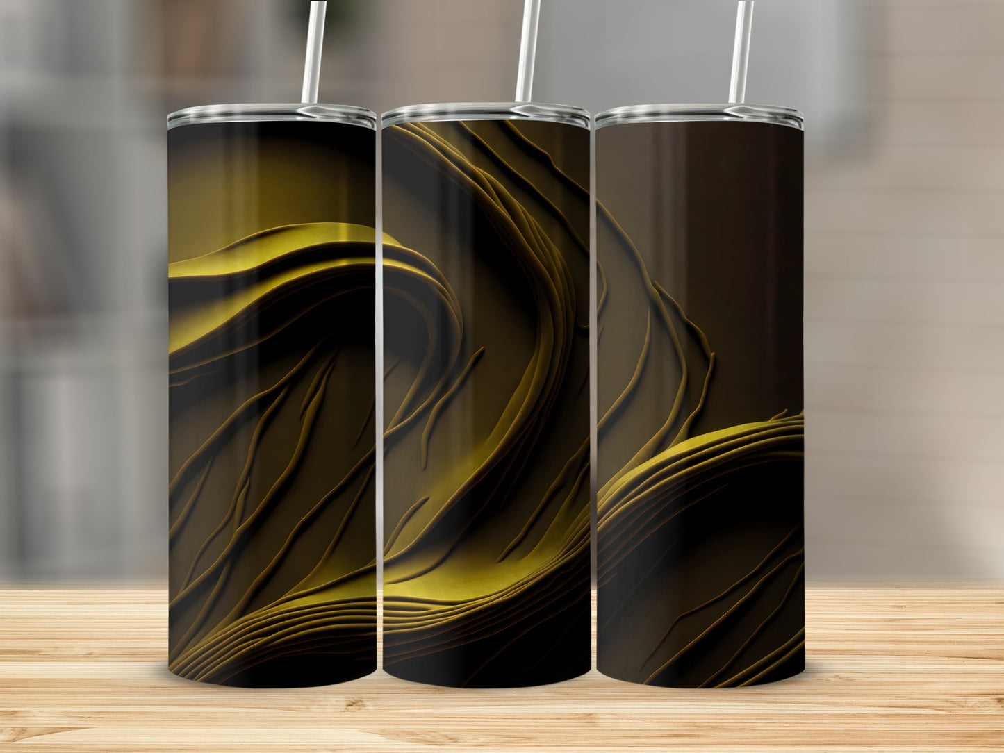 Elegant Dark Golden Waves Pattern Tumbler product type