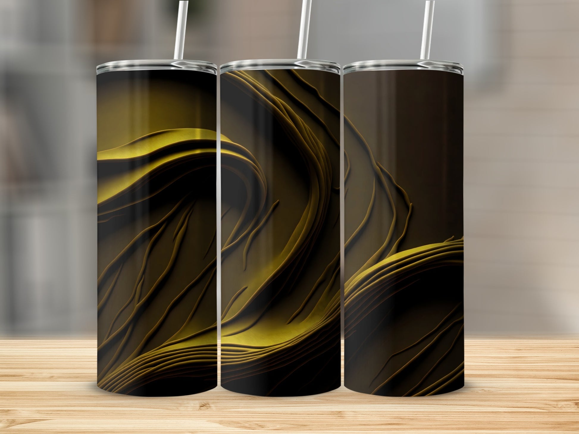 Elegant Dark Golden Waves Pattern Tumbler product type