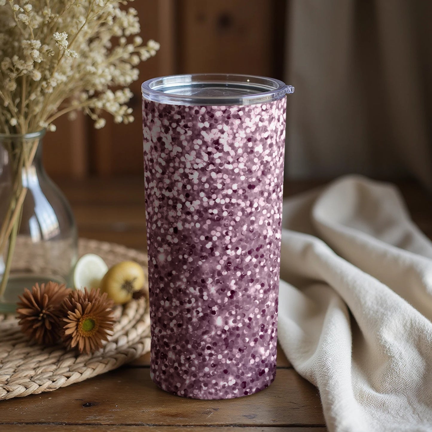Purple and White Speckled Tall Tumbler Cup
