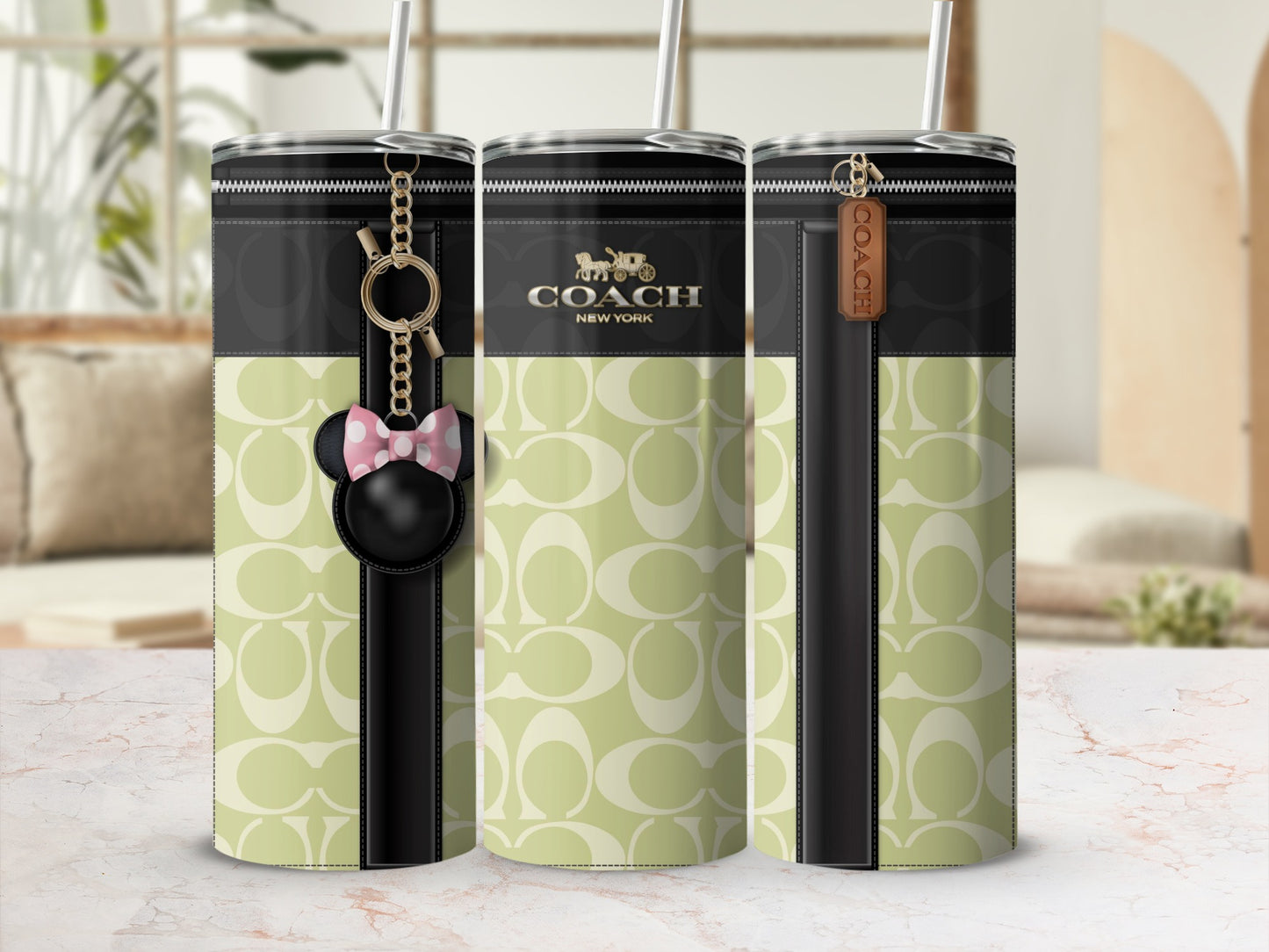 Stylish Coach New York Branded Tumbler with Straw